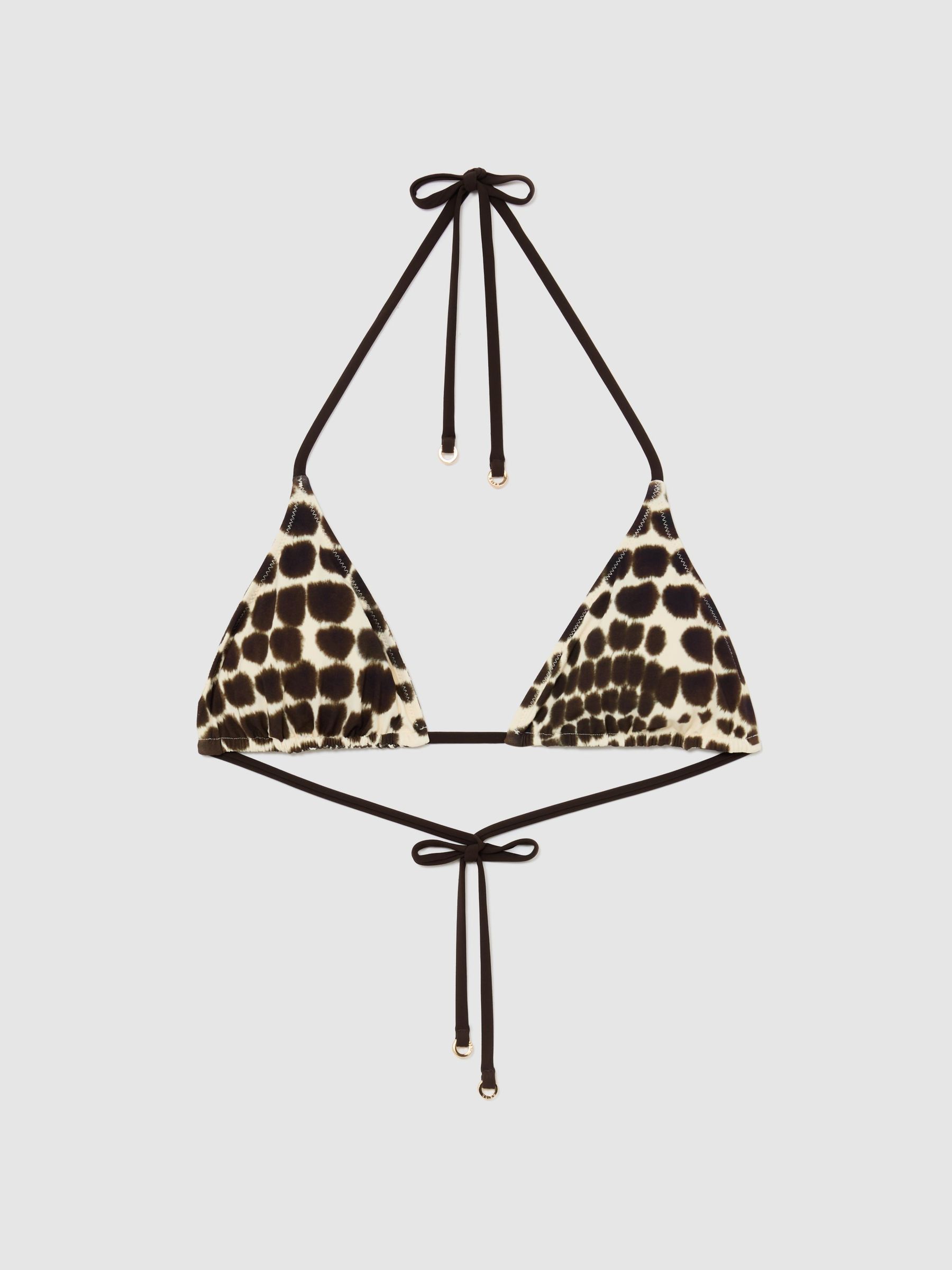 Atelier Animal-Print Reversible Bikini Top in Chocolate - Image 2 of 3