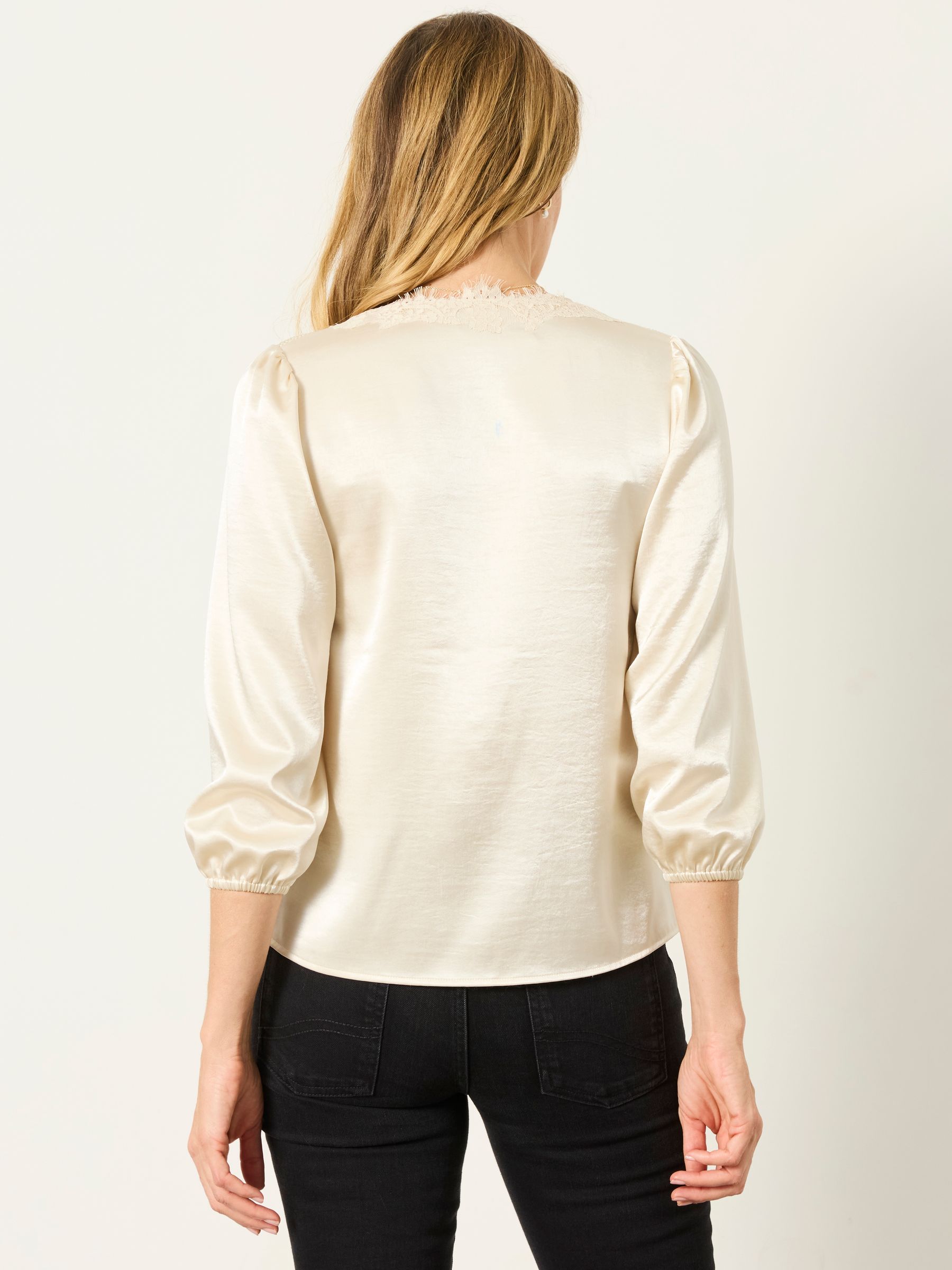 Betty Ivory Petite Lace Trim Blouse - Image 2 of 4 Betty Ivory Petite Lace Trim Blouse - Image 2 of 4