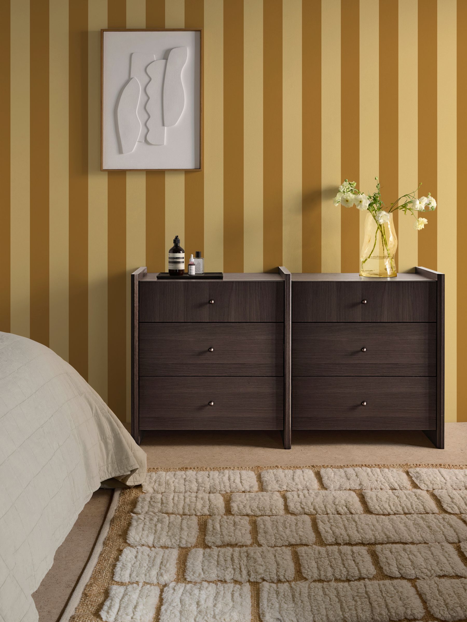 Demi Wide Stripe A4 Wallpaper Sample in Ochre - Image 1 of 4