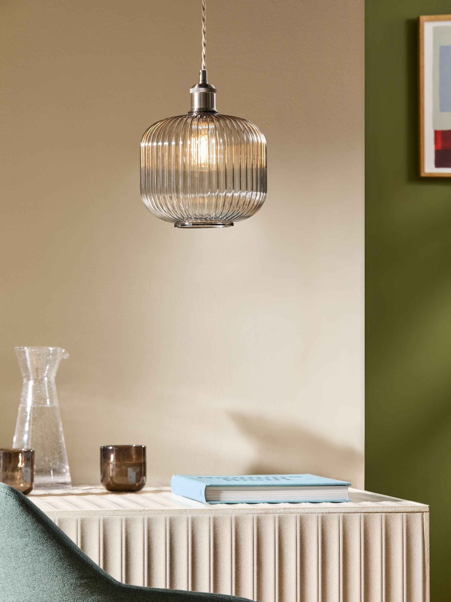 Briz Ribbed Glass Easy Fit Light Shade in Grey - Image 1 of 5
