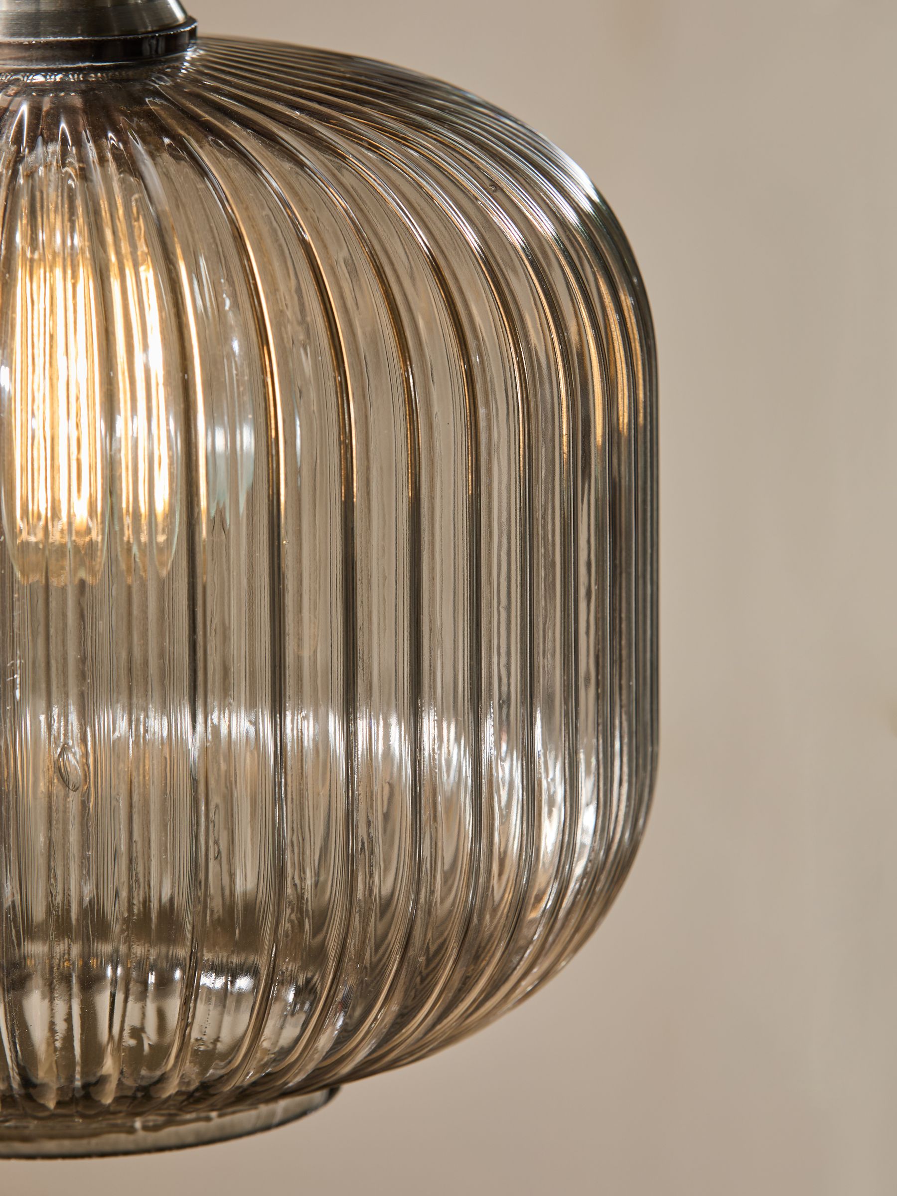 Briz Ribbed Glass Easy Fit Light Shade in Grey - Image 3 of 5