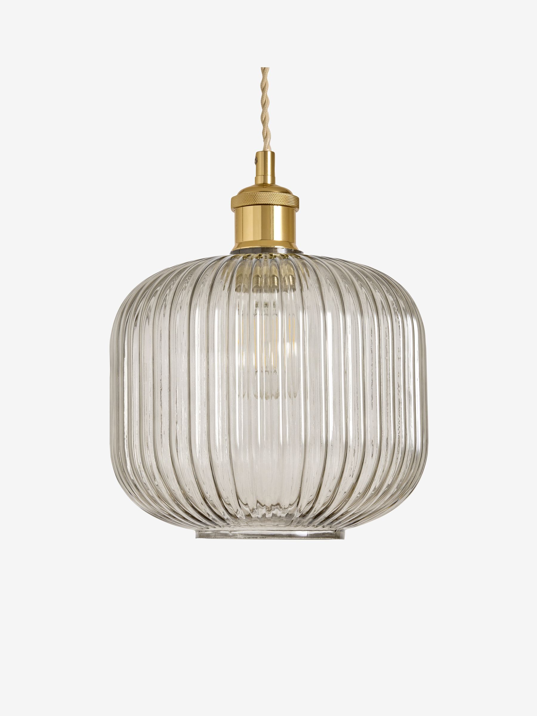 Briz Ribbed Glass Easy Fit Light Shade in Grey - Image 4 of 5