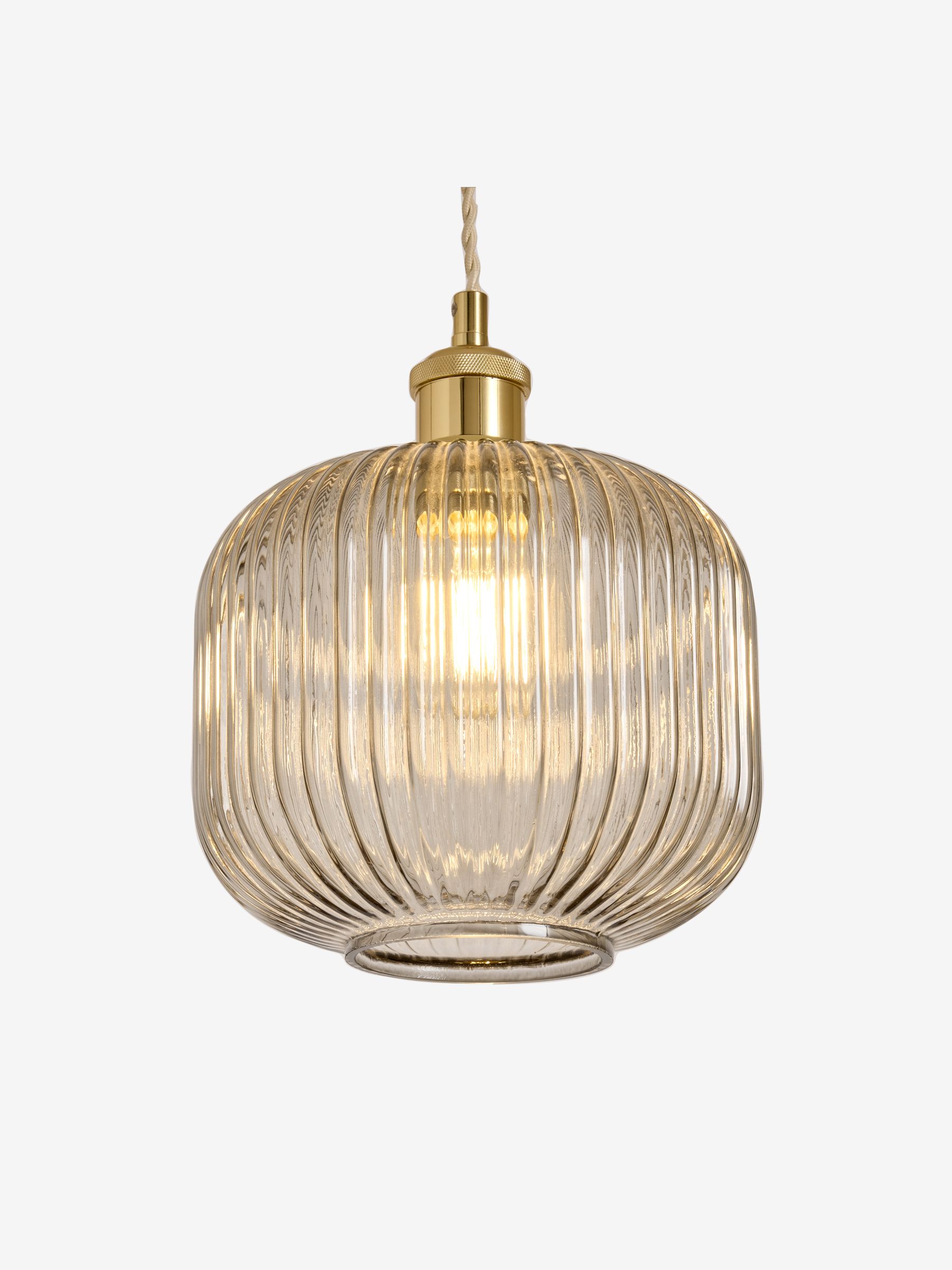 Briz Ribbed Glass Easy Fit Light Shade in Grey - Image 5 of 5 Briz Ribbed Glass Easy Fit Light Shade in Grey - Image 5 of 5