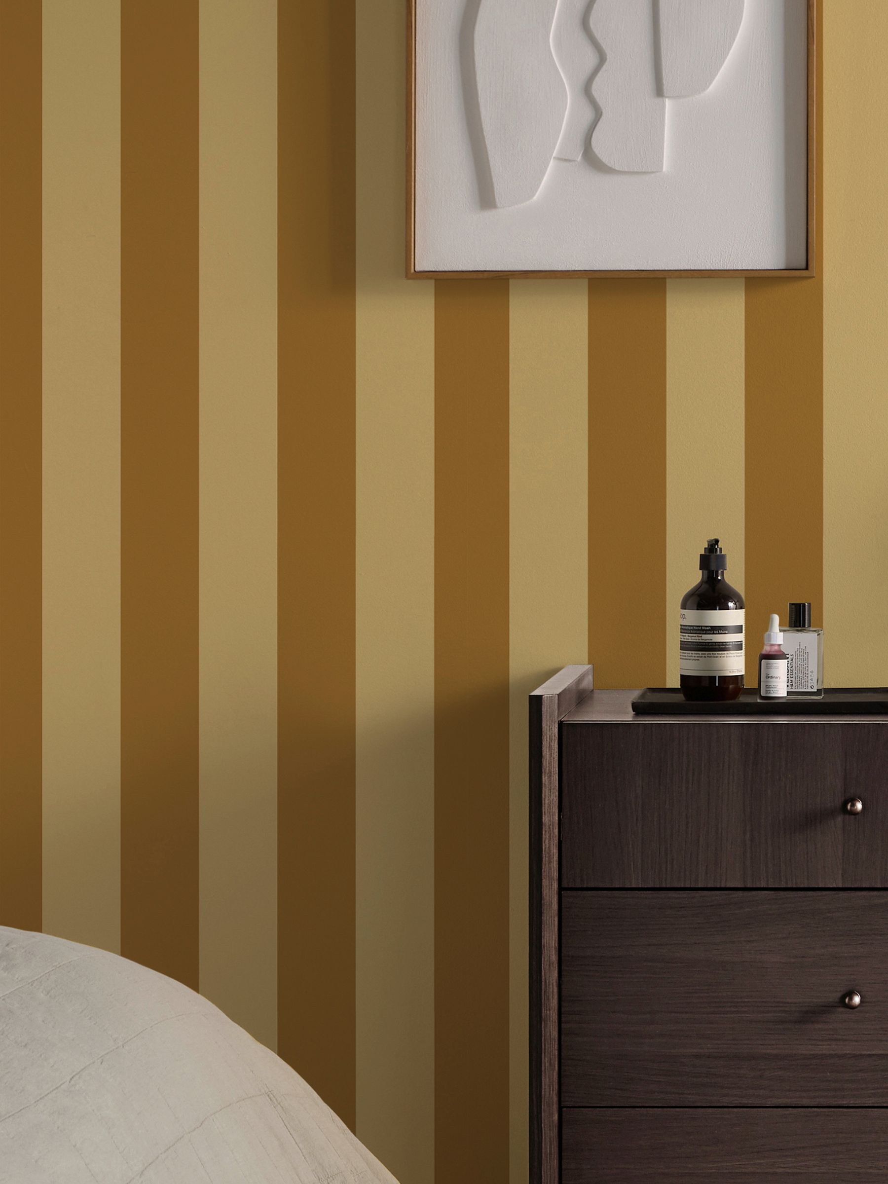 Demi Wide Stripe 10M Wallpaper in Ochre - Image 4 of 4