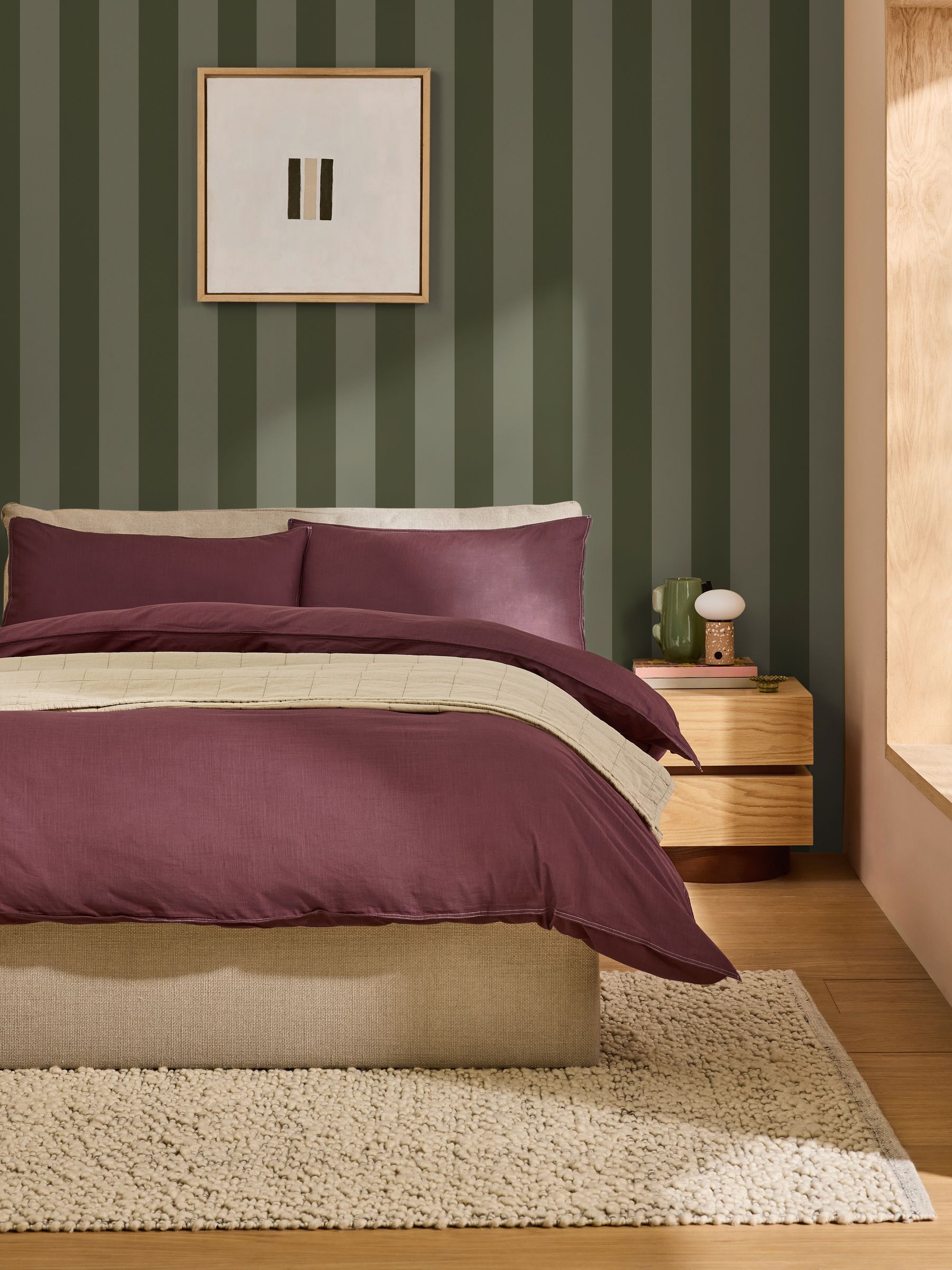 Demi Wide Stripe 10M Wallpaper in Moss - Image 1 of 4