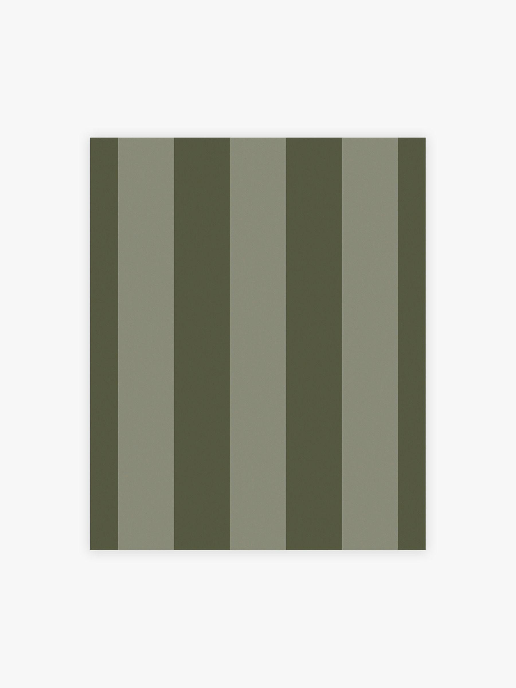 Demi Wide Stripe 10M Wallpaper in Moss - Image 2 of 4
