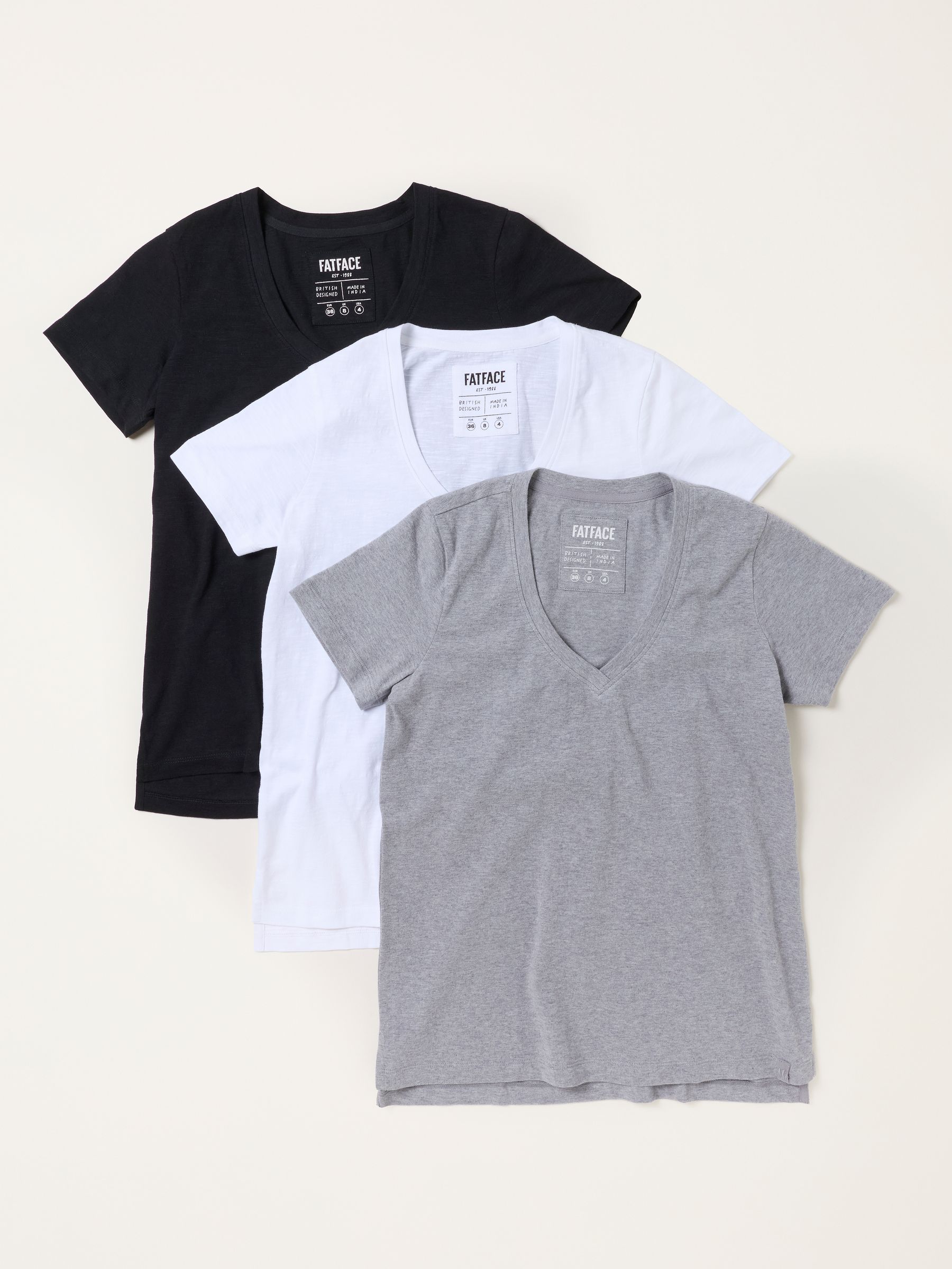 Demi Black/White/Grey 3 Pack V Neck T-Shirt - Image 1 of 2