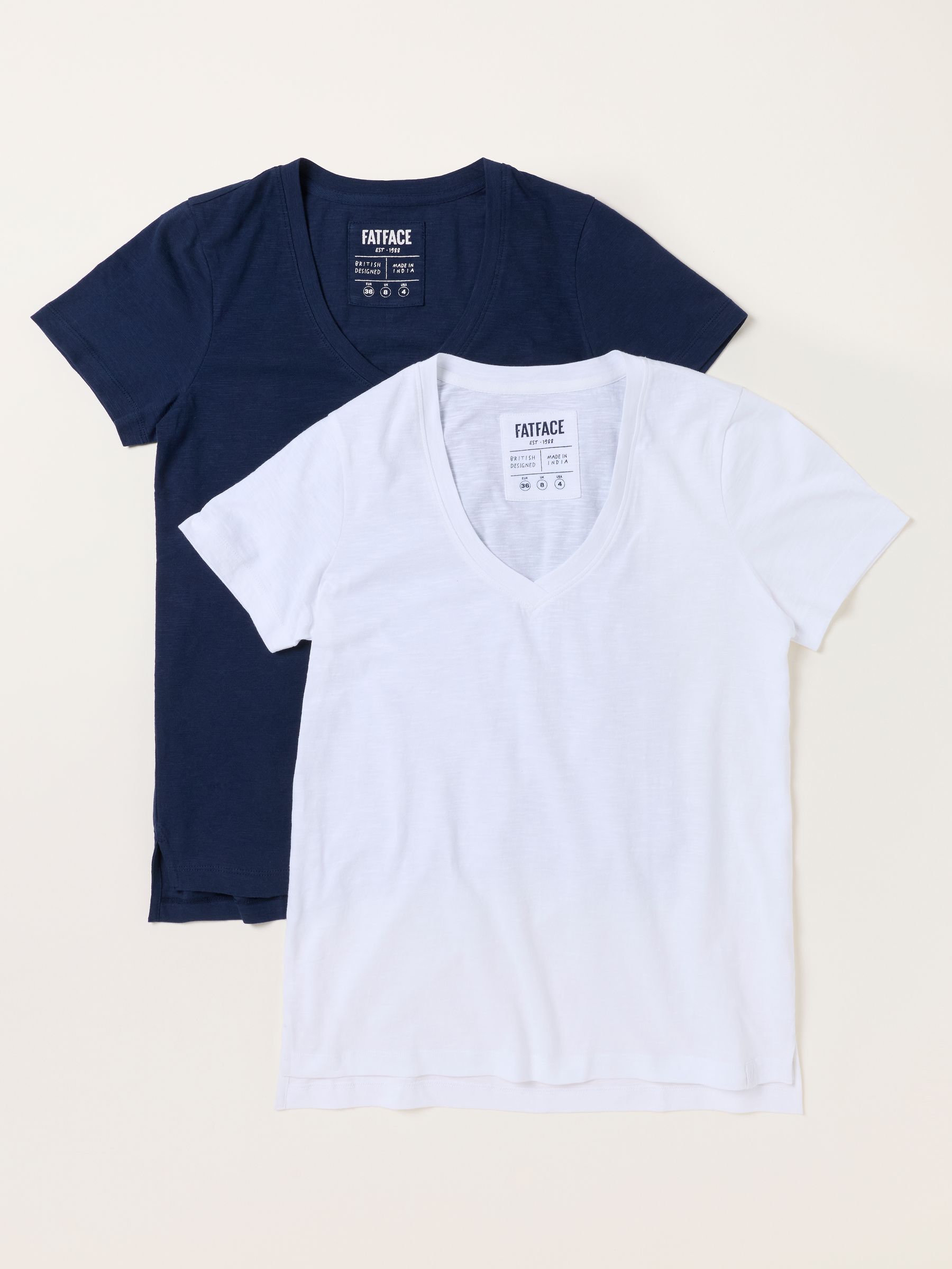 Demi Navy/White 2 Pack V Neck T-Shirt - Image 1 of 2