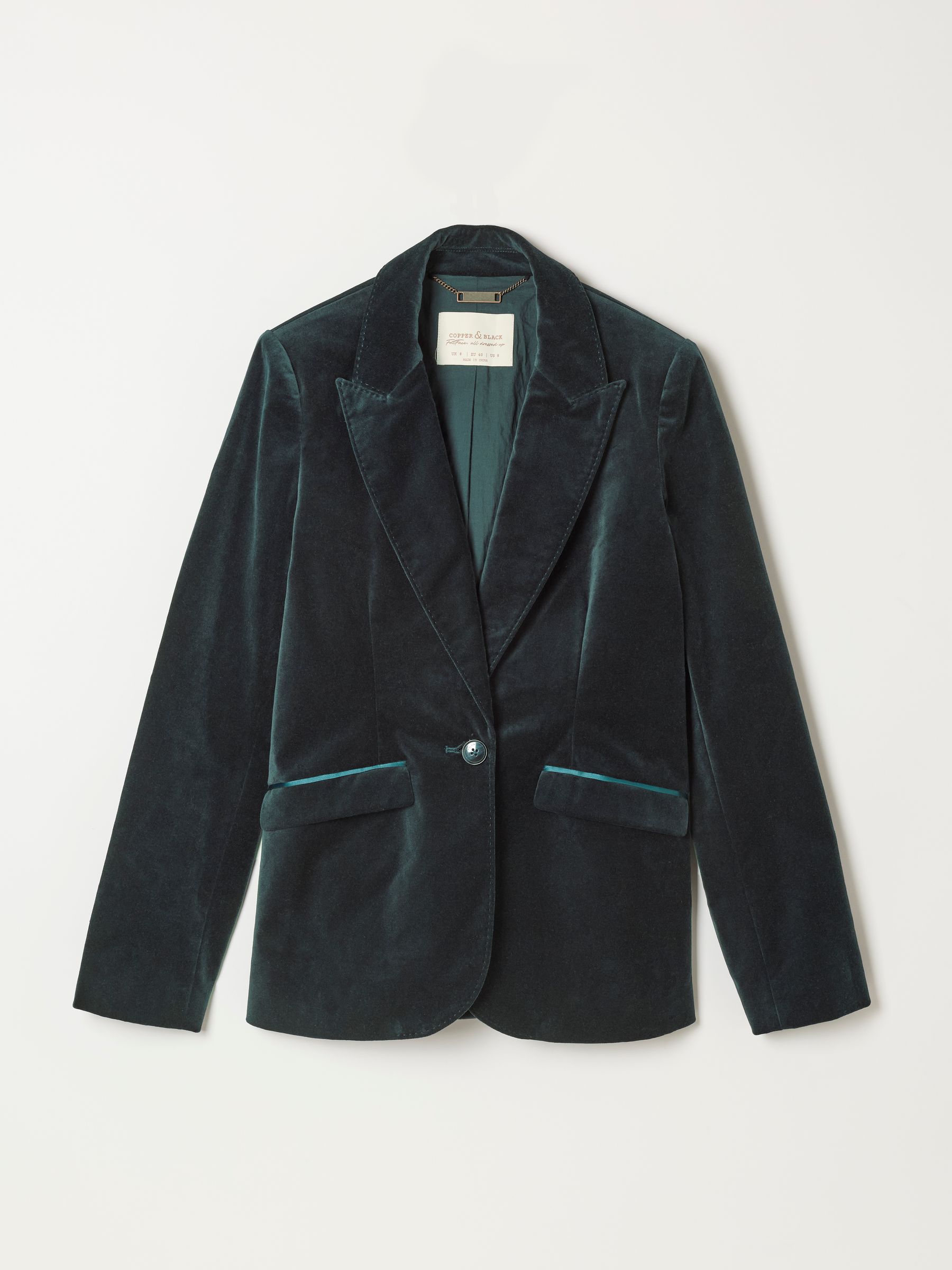 Teal Blue Maggie Velvet Blazer - Image 7 of 7