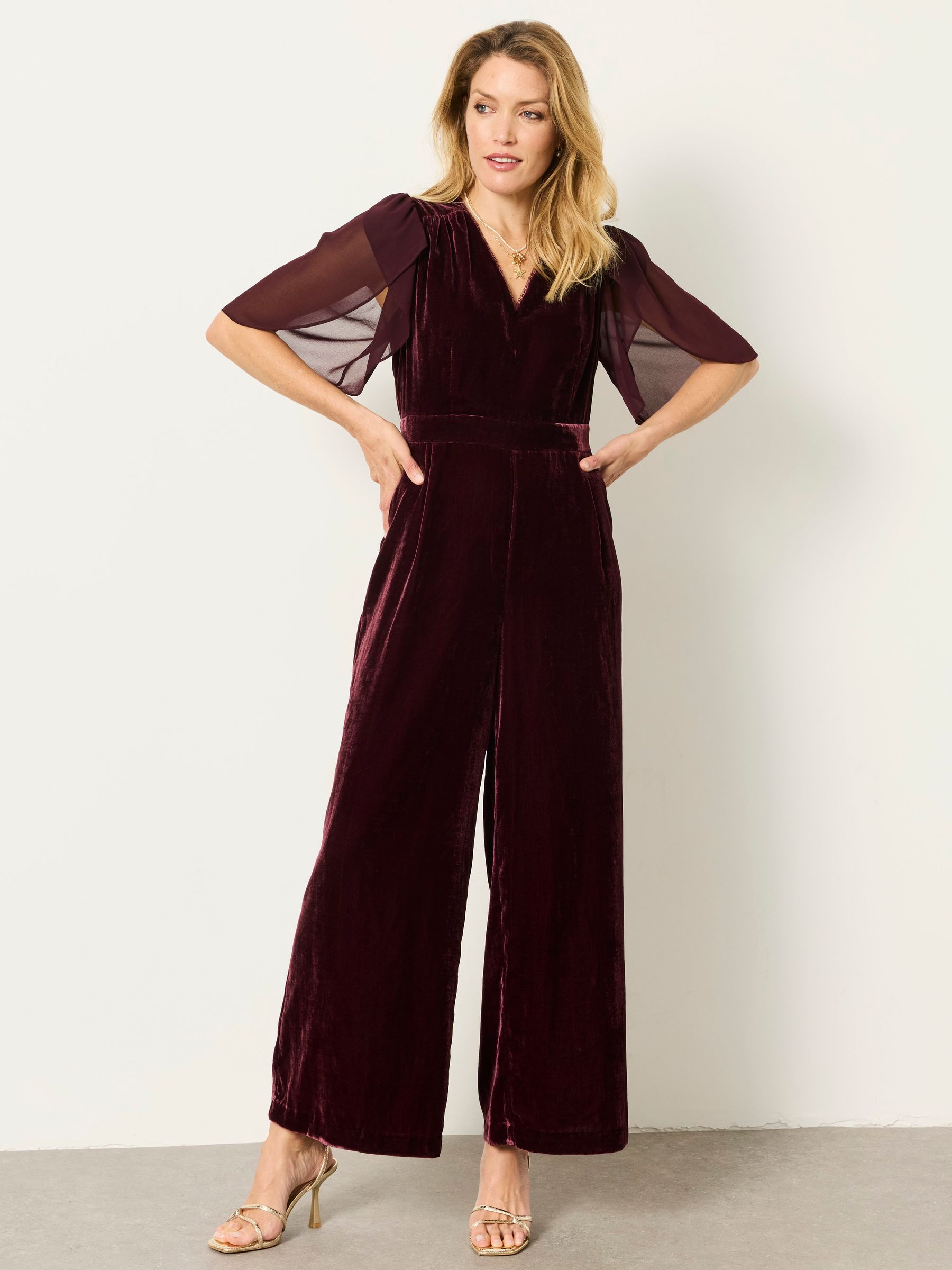 Wine Opal Velvet Jumpsuit - Image 2 of 6