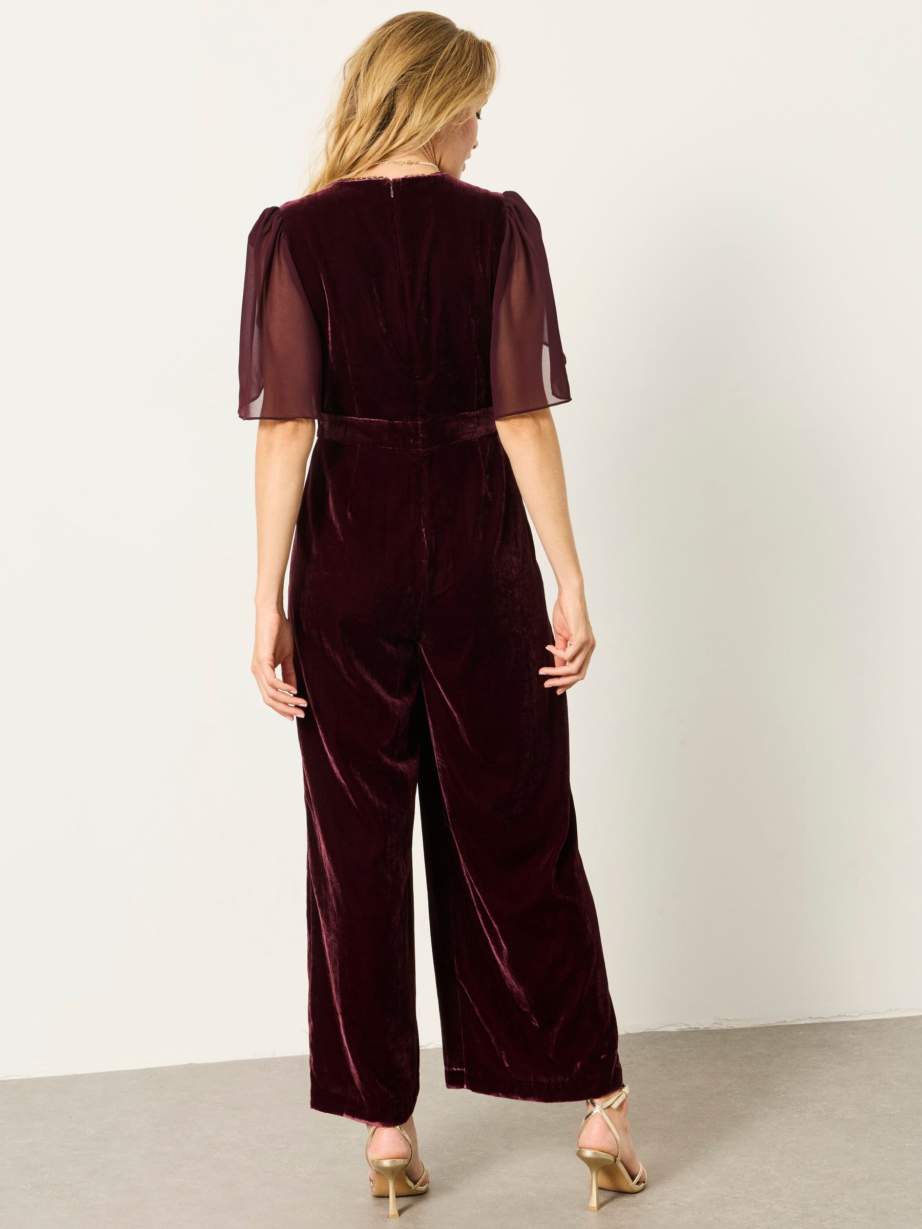 Wine Opal Velvet Jumpsuit - Image 3 of 6