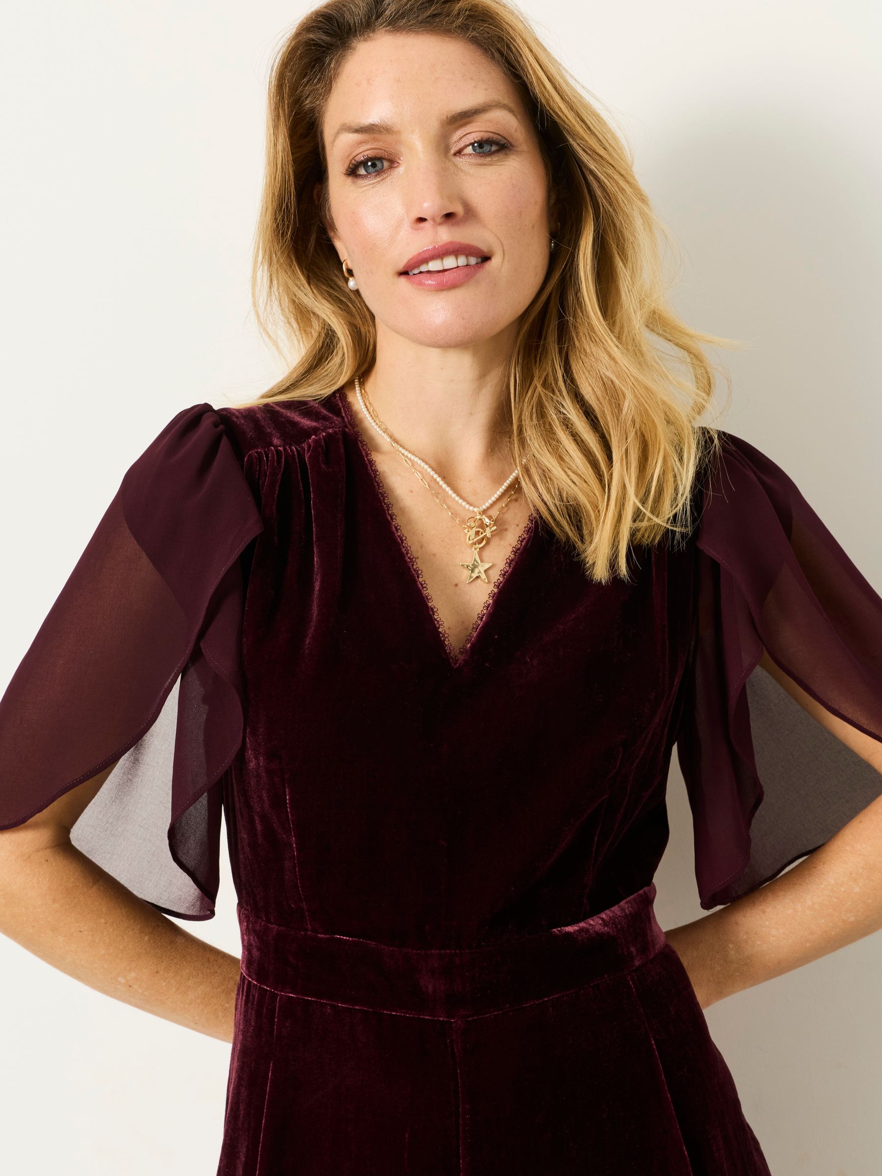 Wine Opal Velvet Jumpsuit - Image 5 of 6