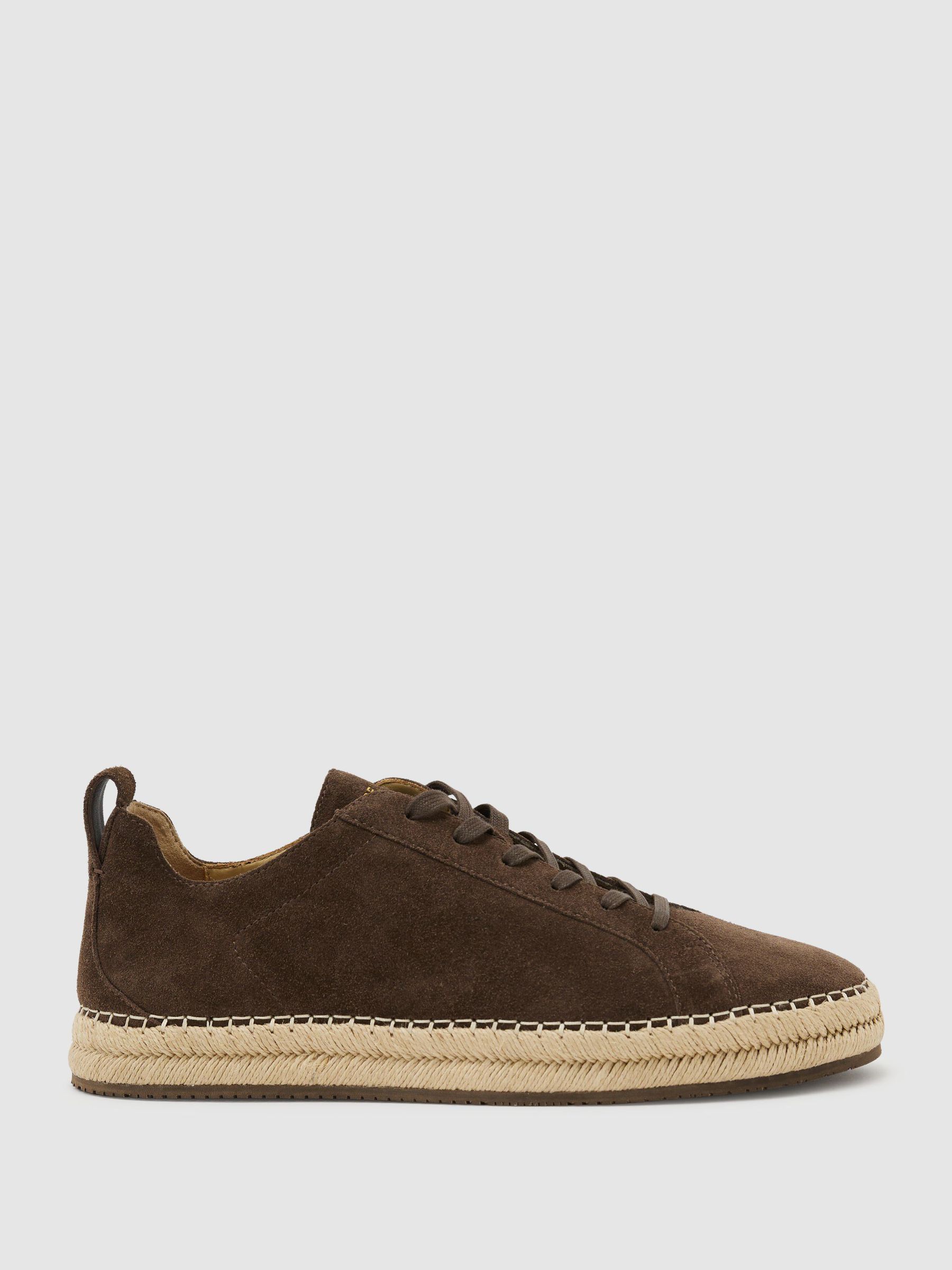 Suede Espadrille Lace-Up Trainers in Brown - Image 2 of 5