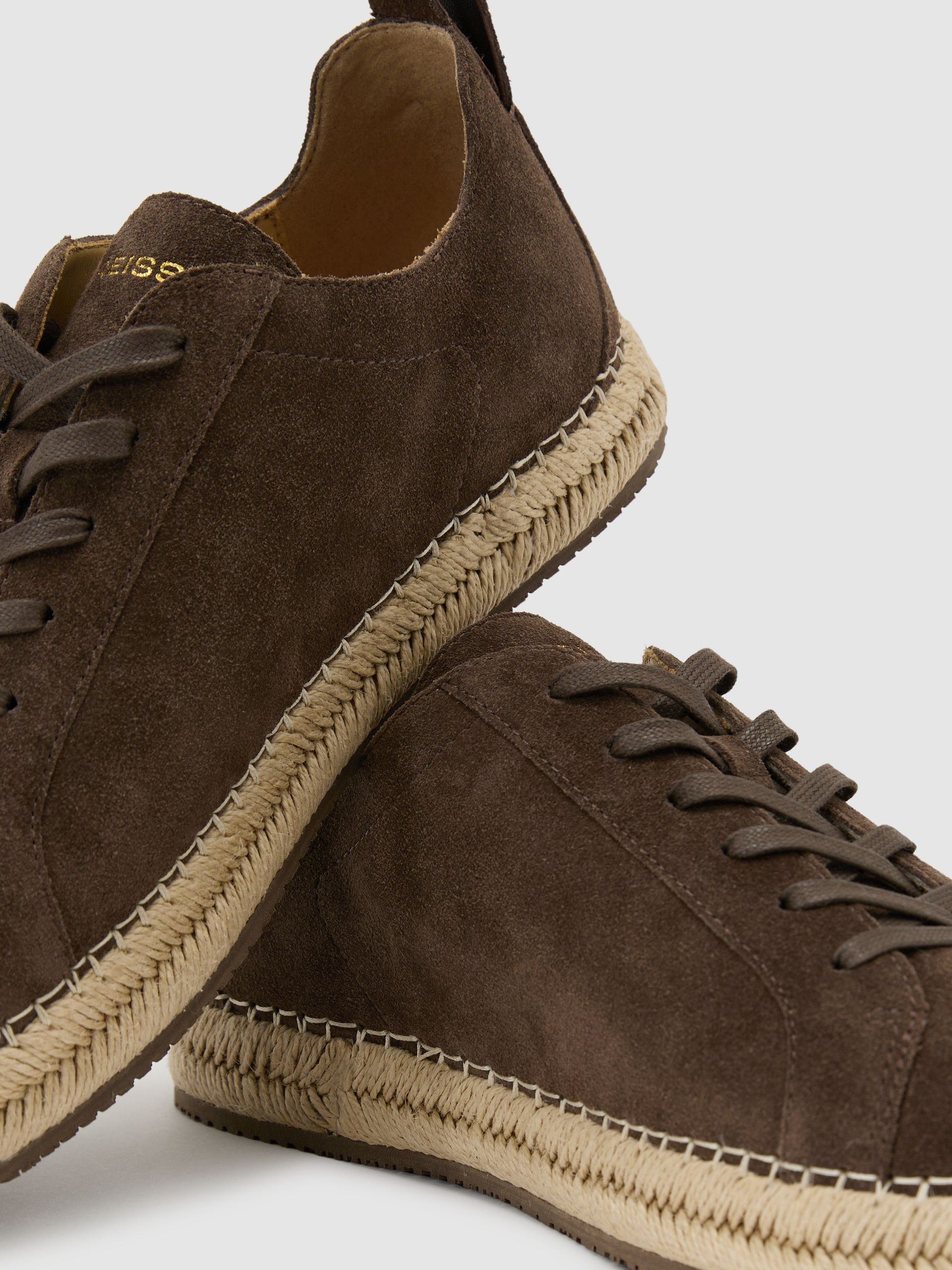 Suede Espadrille Lace-Up Trainers in Brown - Image 5 of 5