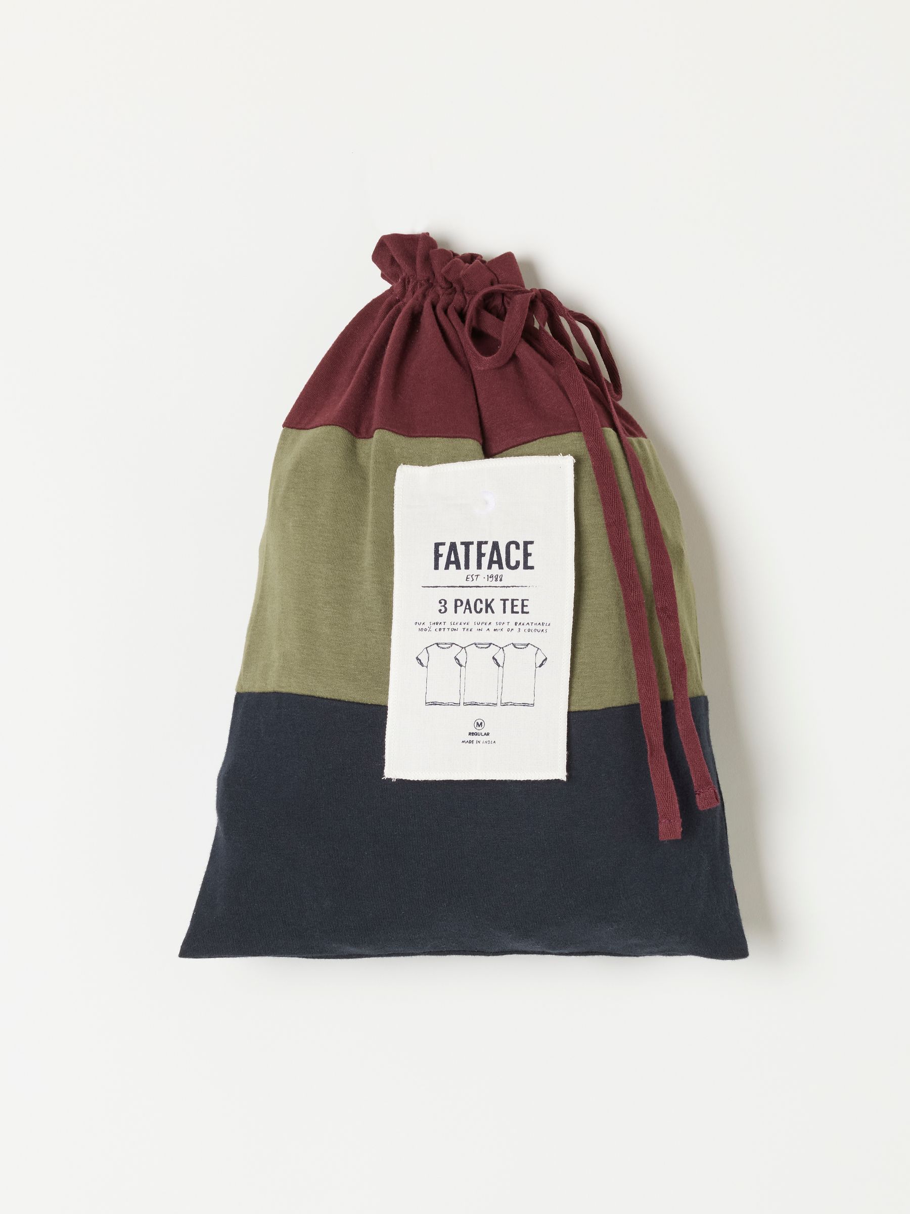3 Pack Navy/Burgundy/Green Short Sleeve T-Shirt - Image 7 of 7