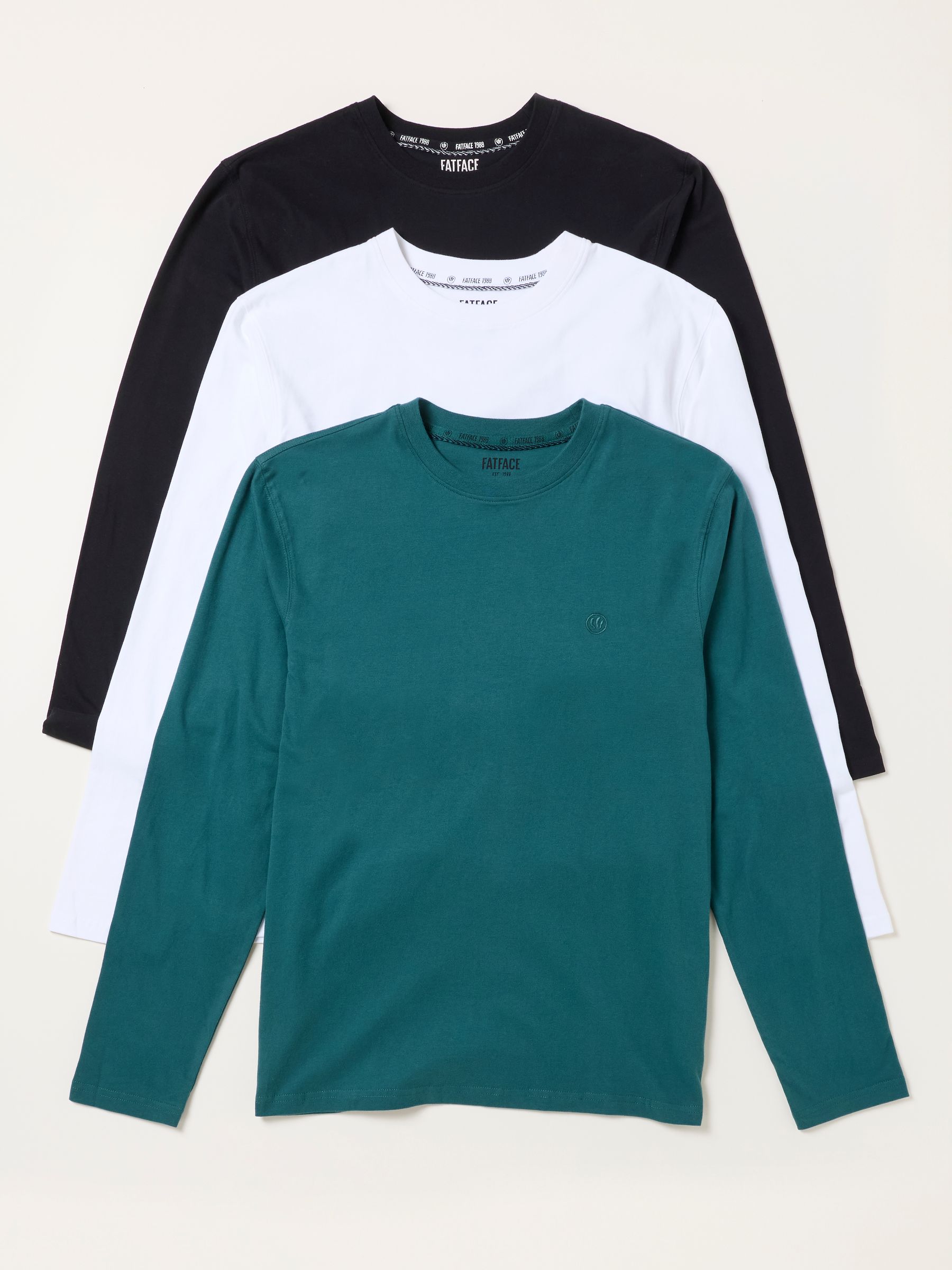 3 Pack Black/Teal/White Long Sleeve T-Shirt - Image 7 of 8