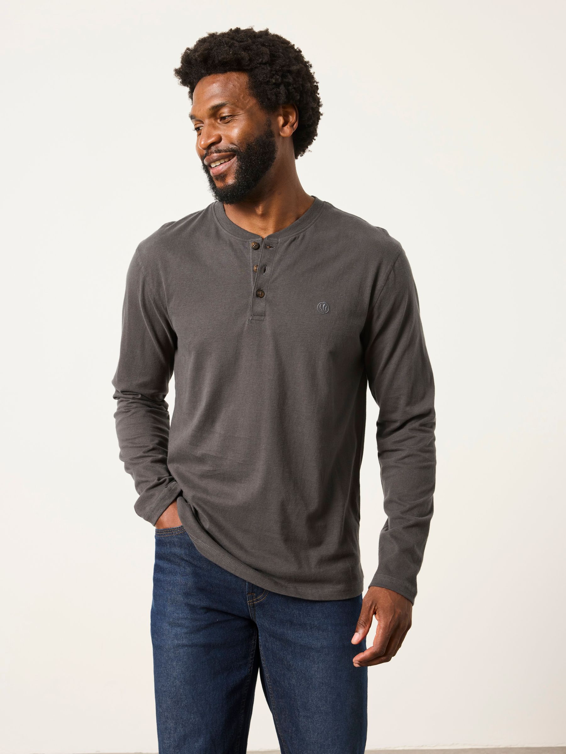 3 Pack Charcoal Grey Long Sleeve Henley T-Shirt - Image 1 of 7