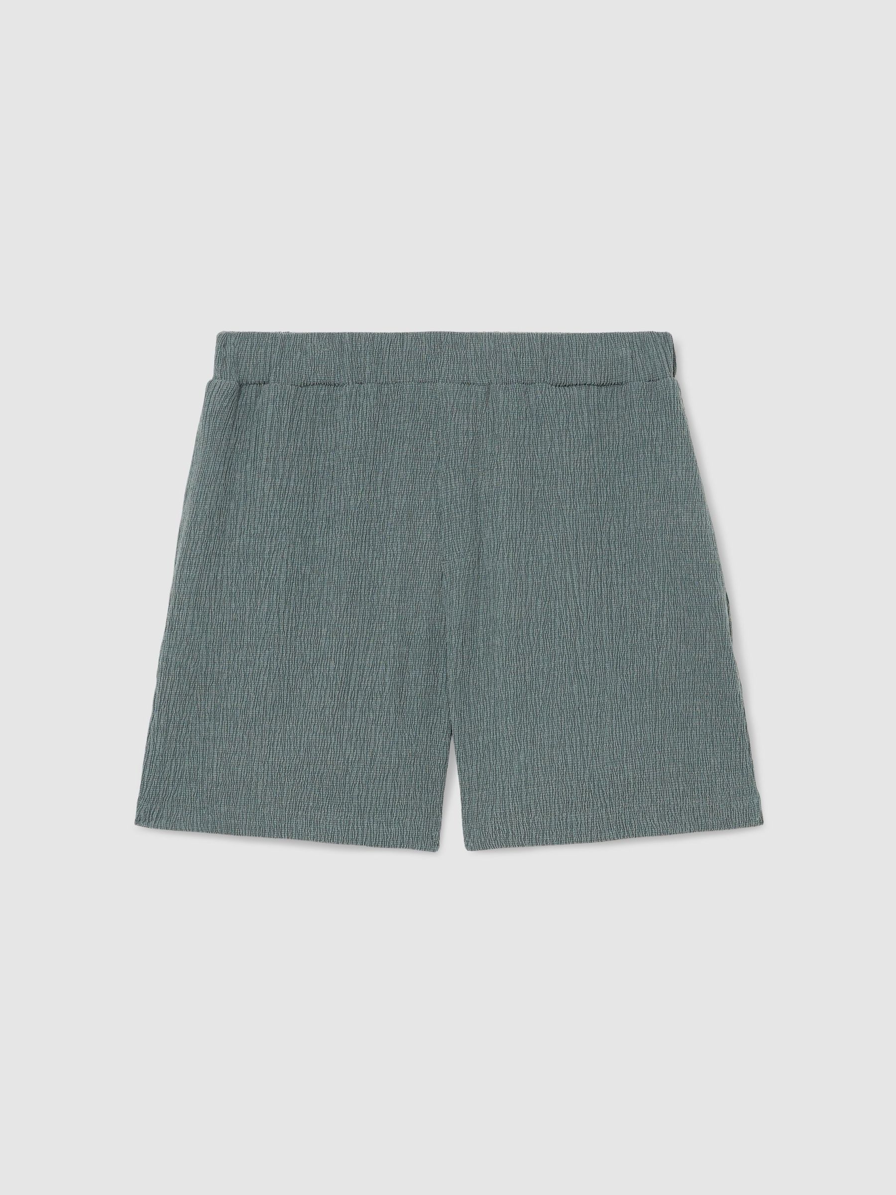 Textured Drawstring Shorts in Dark Sage - image 1