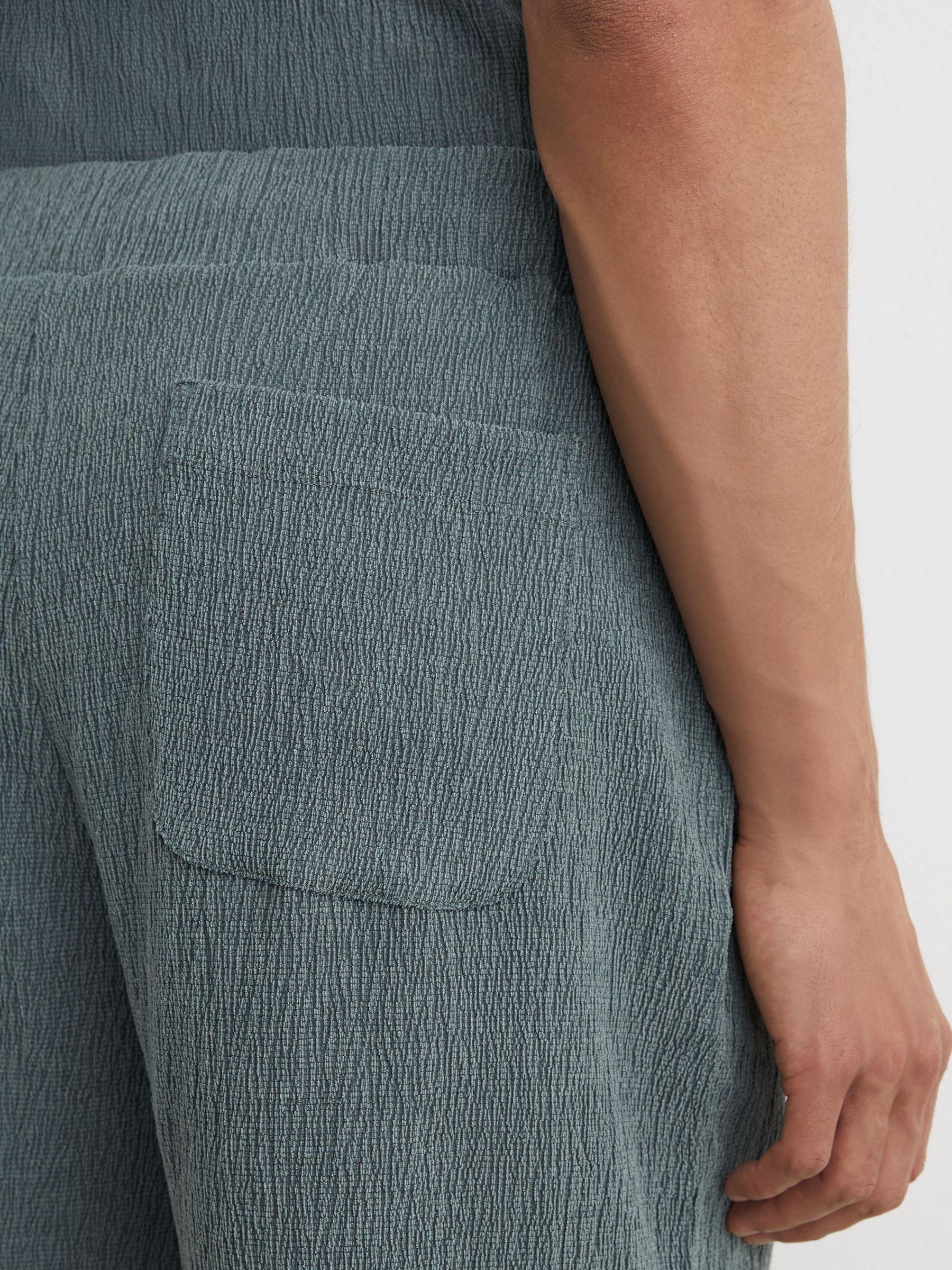 Textured Drawstring Shorts in Dark Sage - Image 4 of 6