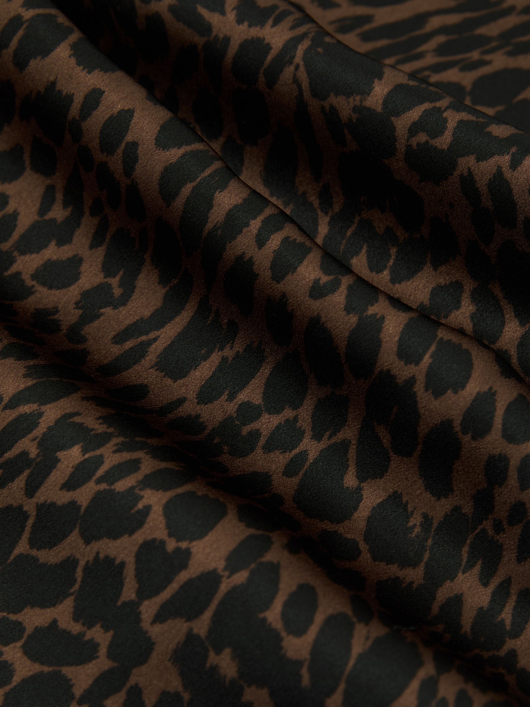 Silk Animal-Print Short-Sleeve Top in Black/Brown - image 3