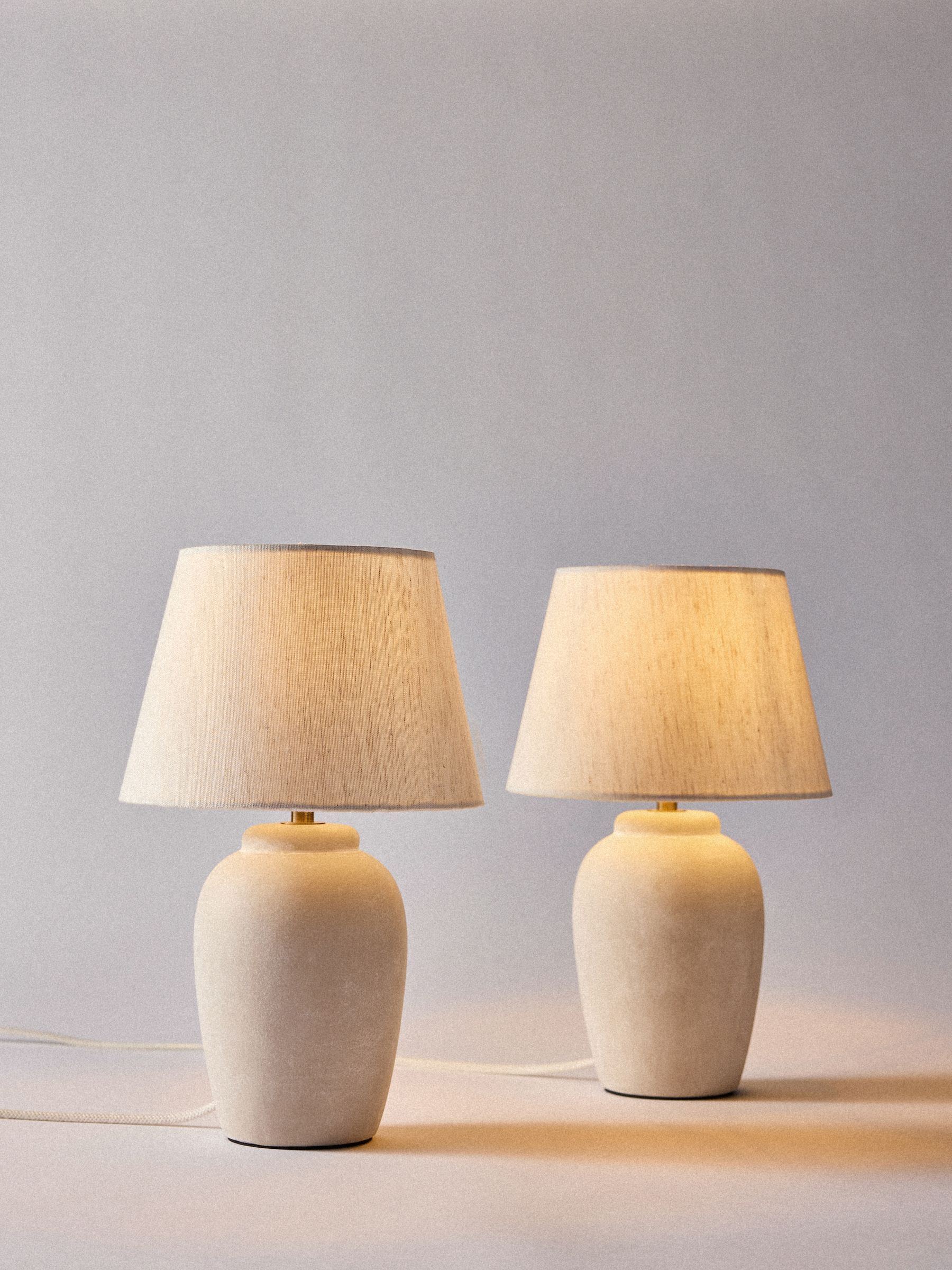 The Set 2 Pack Grey/Ecru Textured Ceramic Small Table Lamps - Image 1 of 5