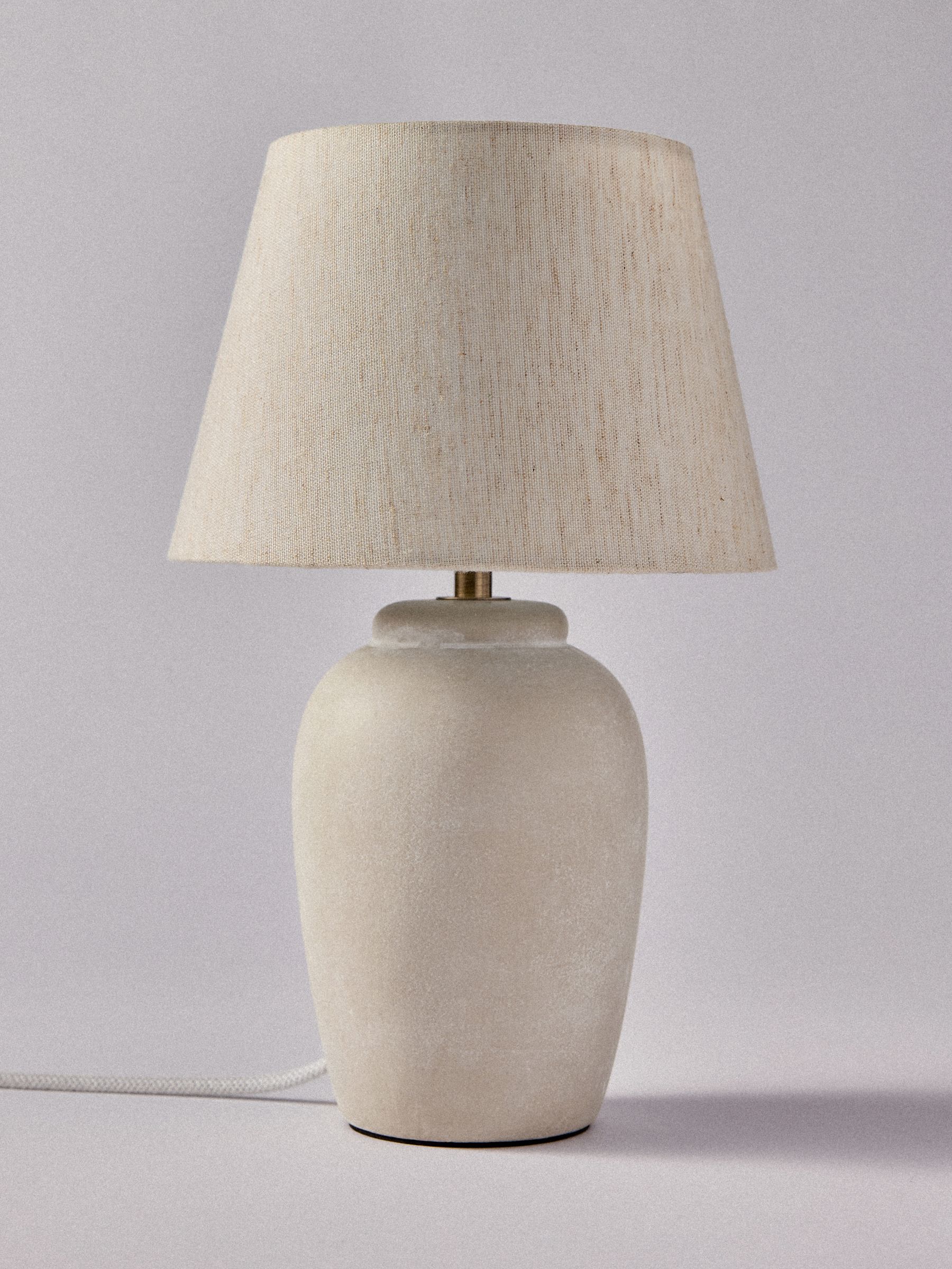 The Set 2 Pack Grey/Ecru Textured Ceramic Small Table Lamps - Image 5 of 5