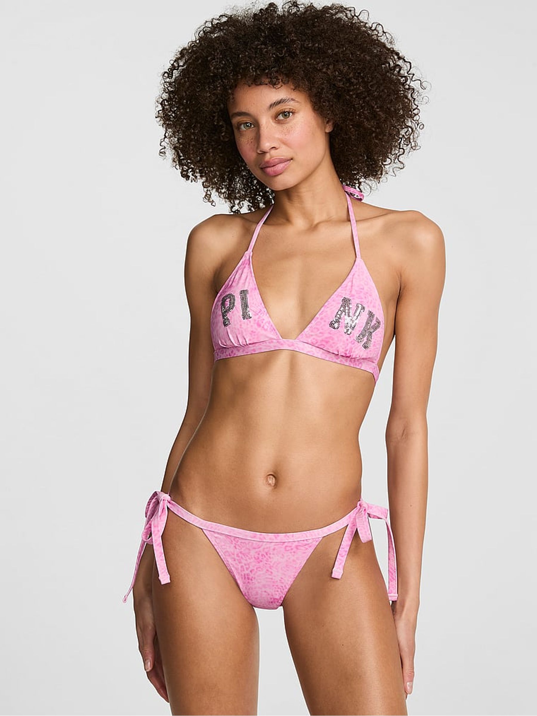 Pink Leopard Push Up Triangle Bikini Top - Image 2 of 3