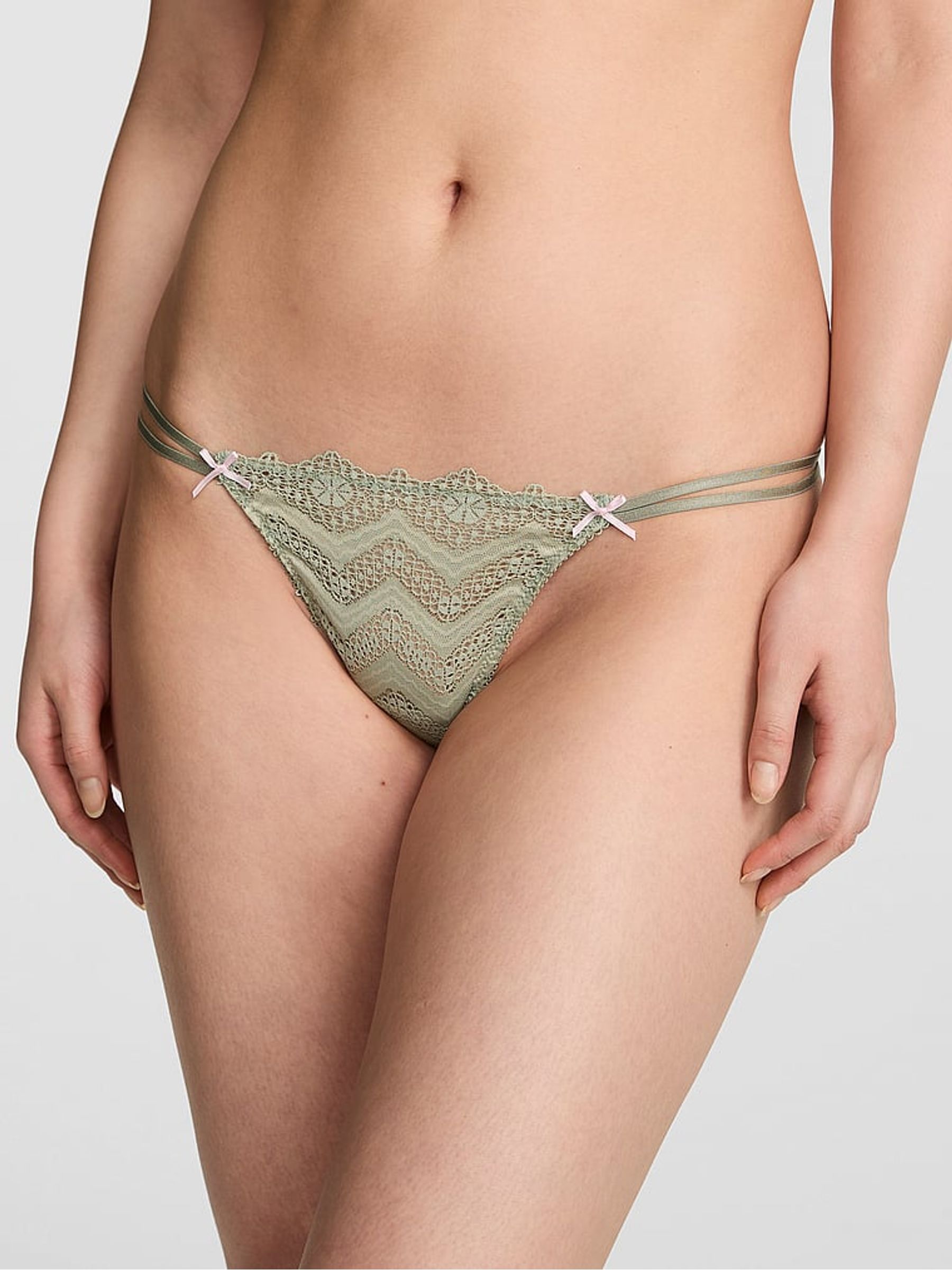 Slate Green G-String Crochet Lace Knickers - Image 1 of 2
