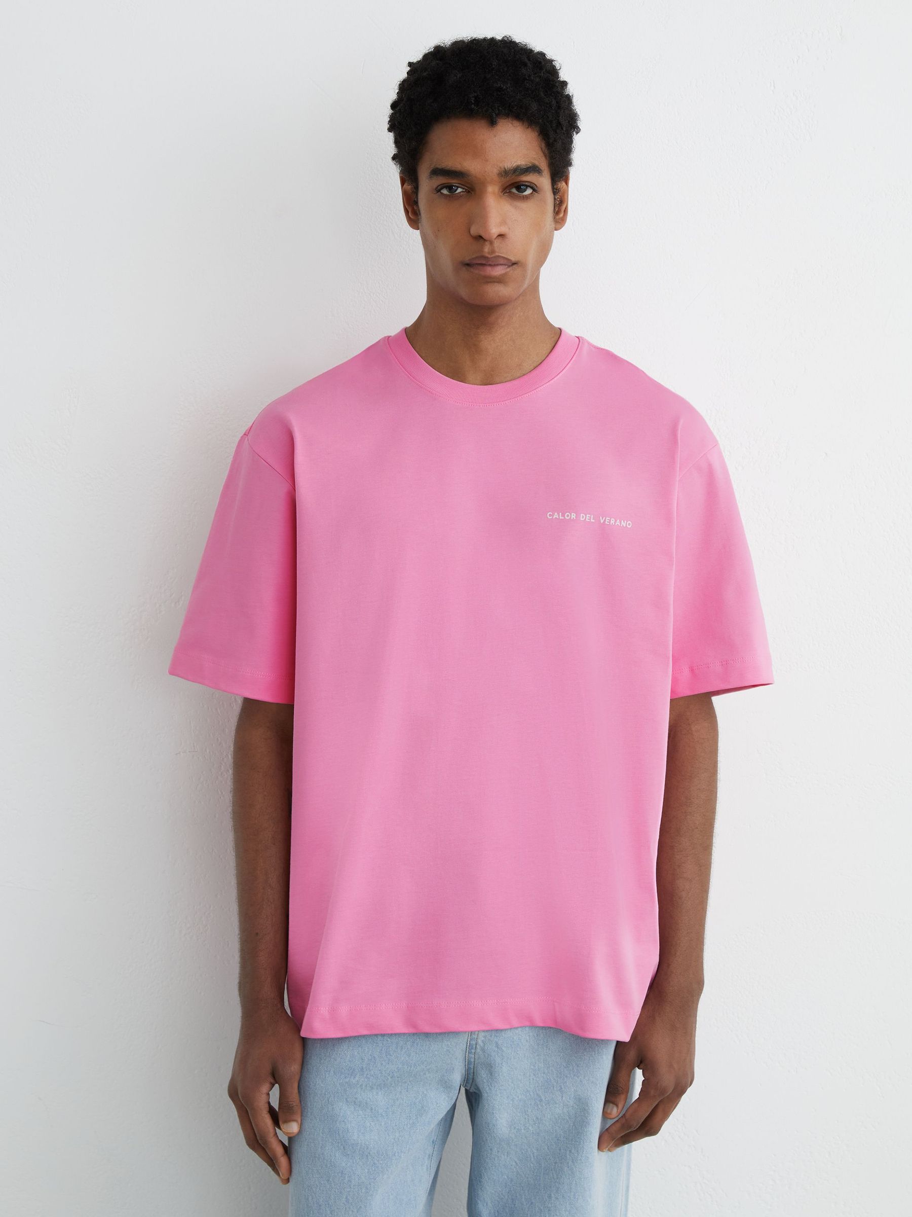 Cotton Logo Short-Sleeve Relaxed T-Shirt in Pink - image 4