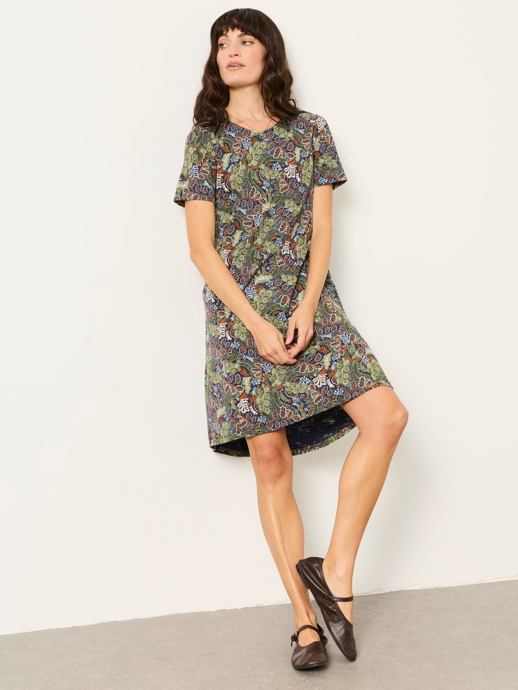Simone Navy Decorative Floral Petite Floral Jersey Dress - Image 1 of 6 Simone Navy Decorative Floral Petite Floral Jersey Dress - Image 1 of 6
