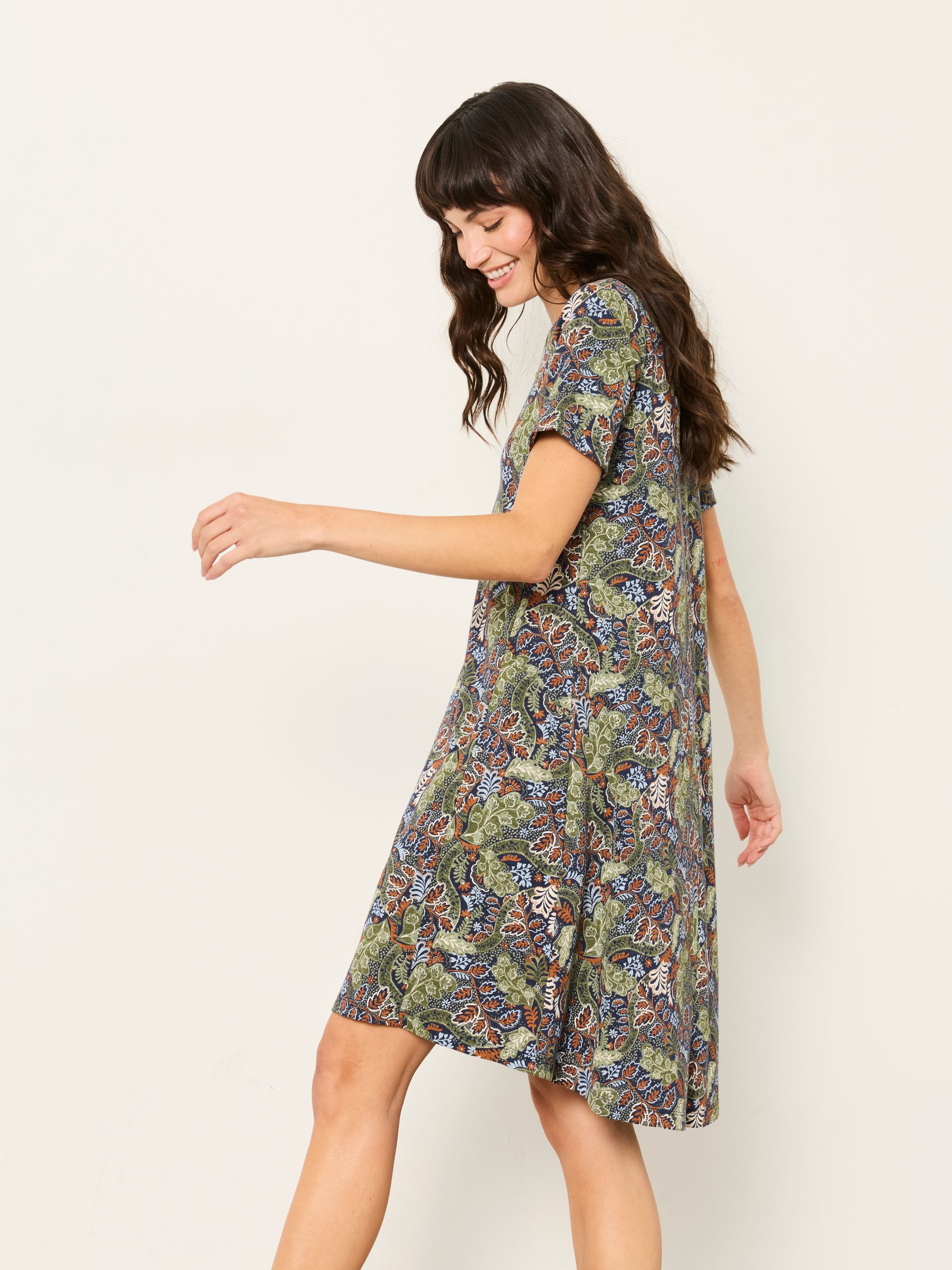 Simone Navy Decorative Floral Petite Floral Jersey Dress - Image 3 of 6