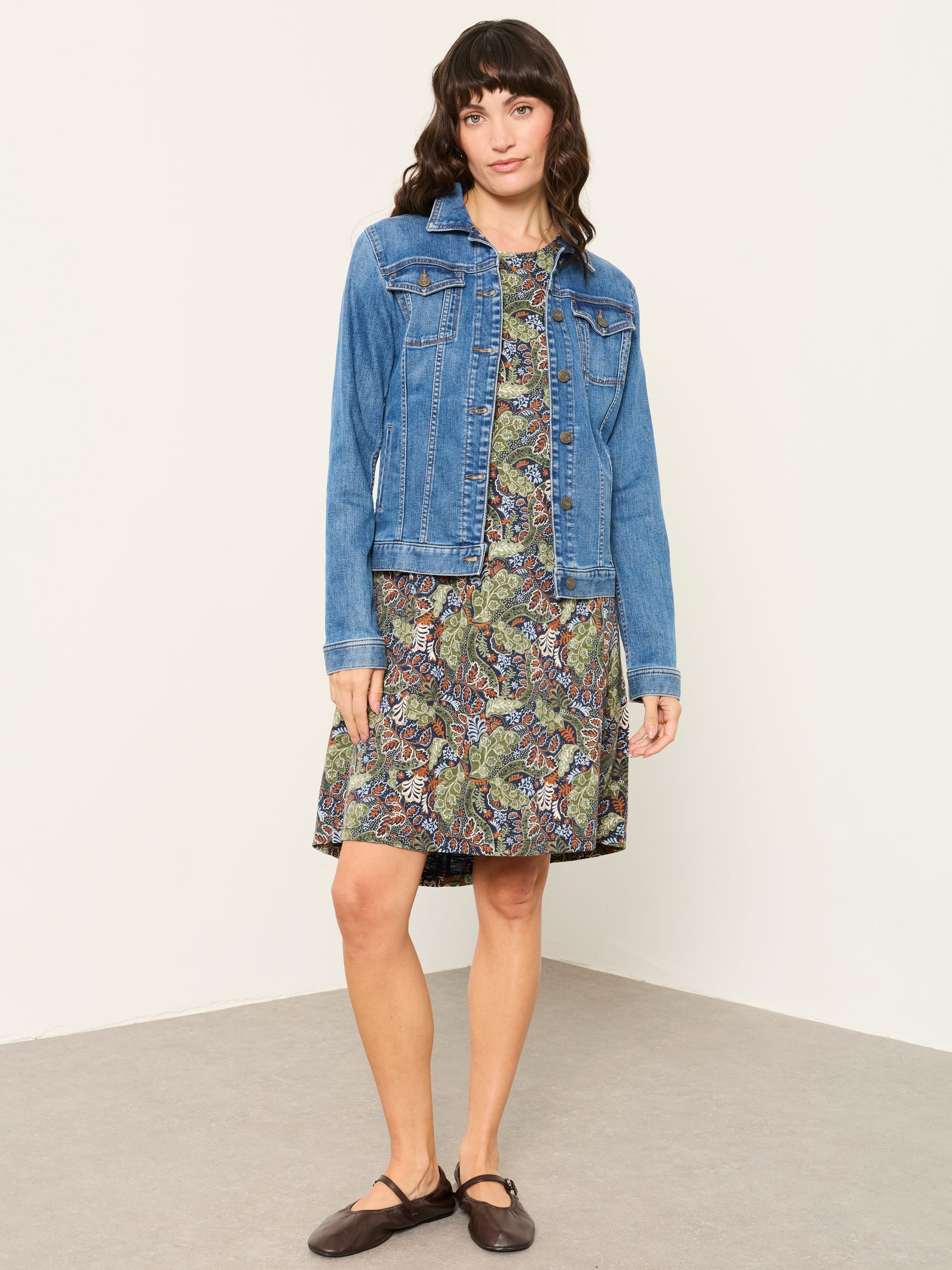 Simone Navy Decorative Floral Petite Floral Jersey Dress - Image 4 of 6