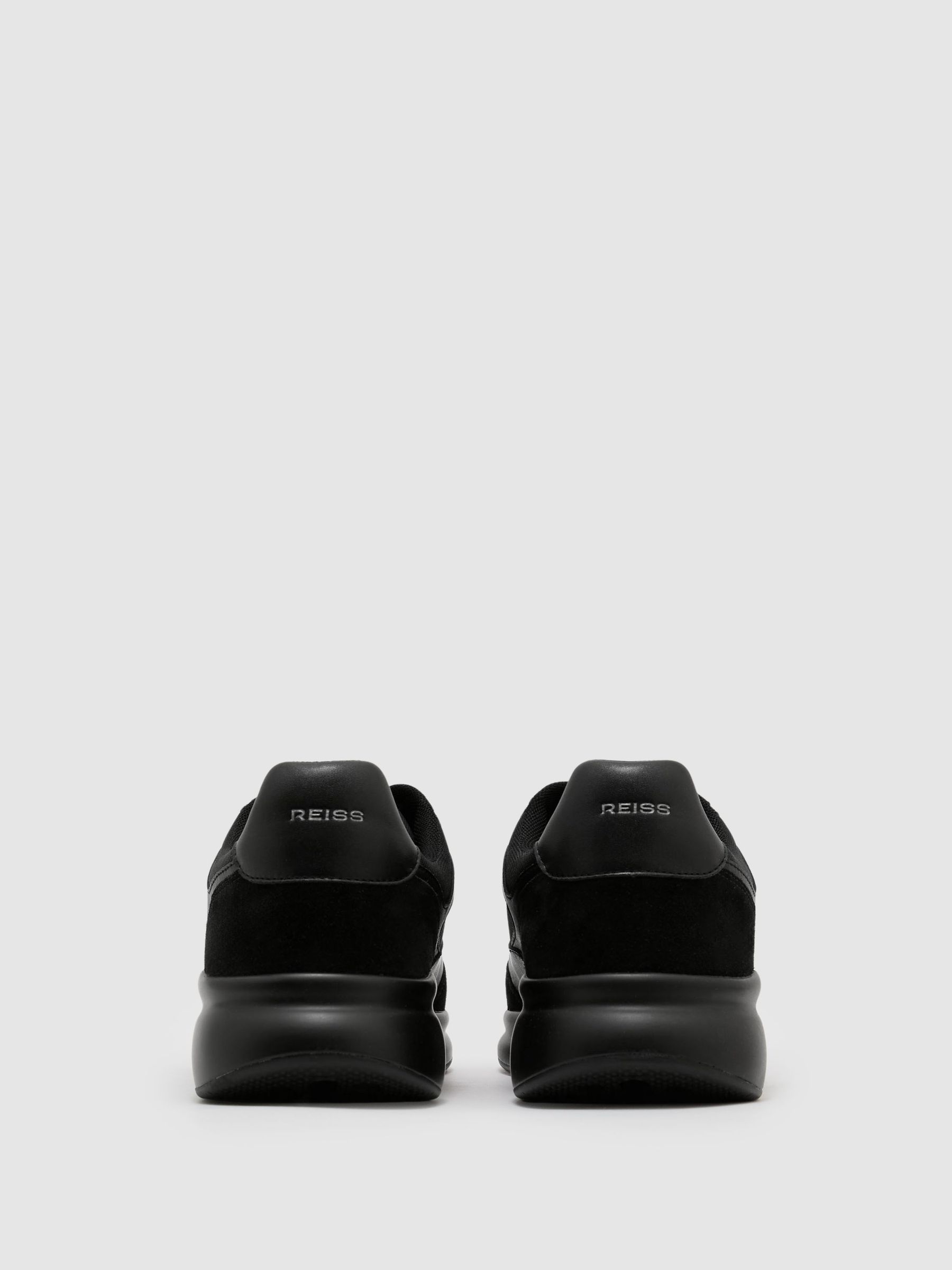 Suede-Trim Runner Trainers in All Black - Image 3 of 4