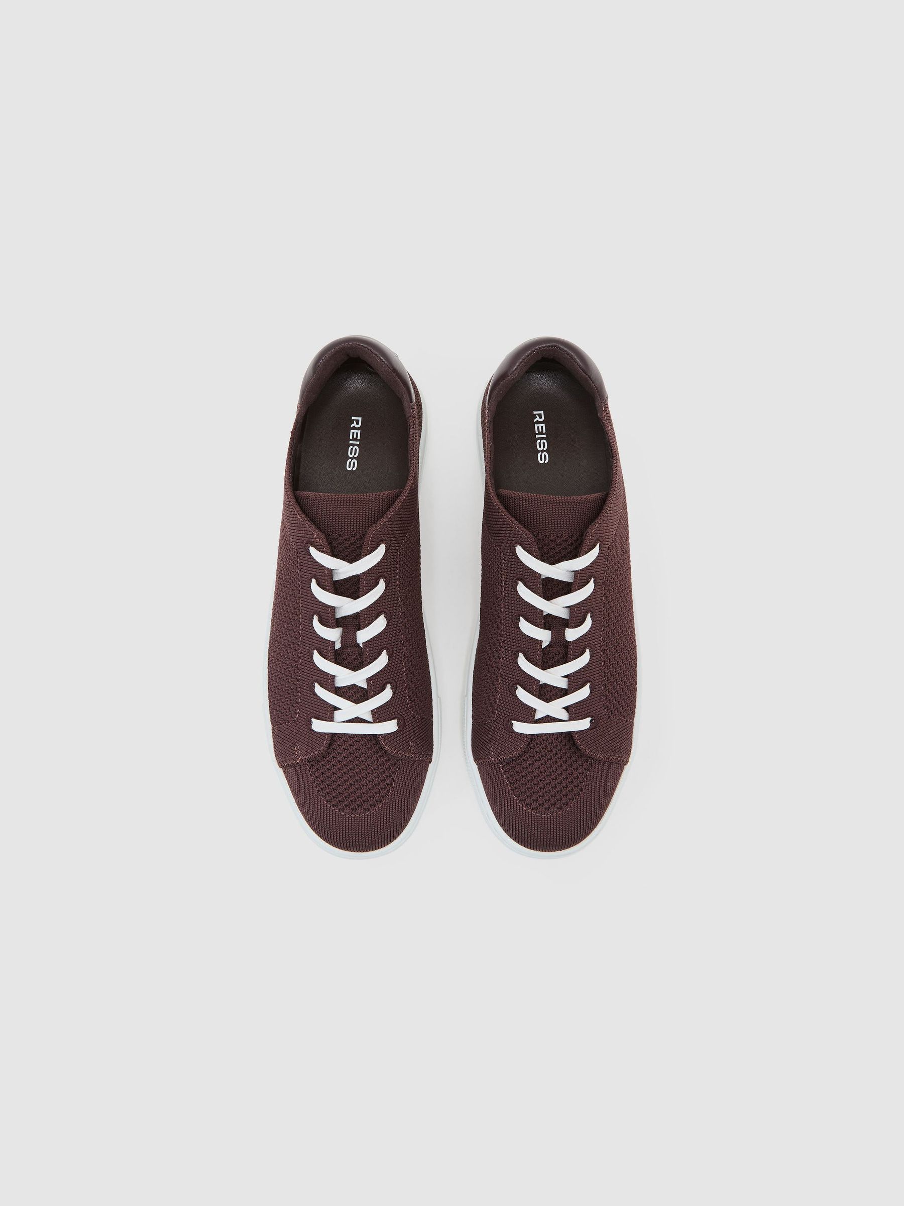 Knitted Low-Top Trainers in Plum Purple - Image 2 of 3
