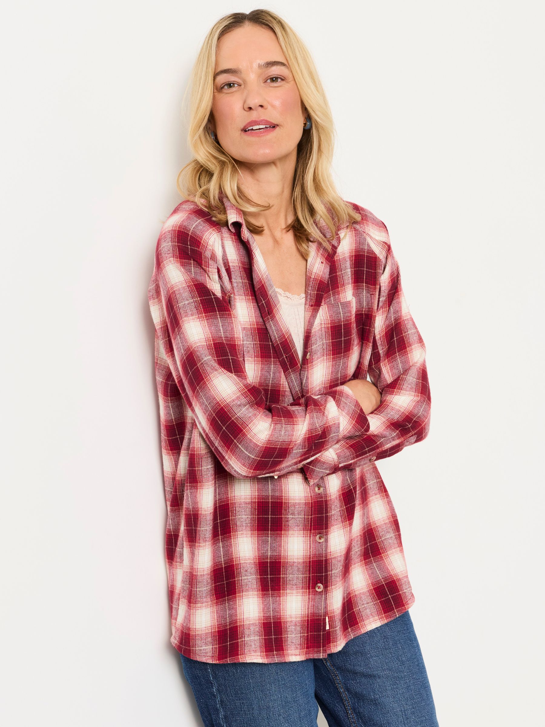 Bessie Red Petite Check Shirt - Image 3 of 6