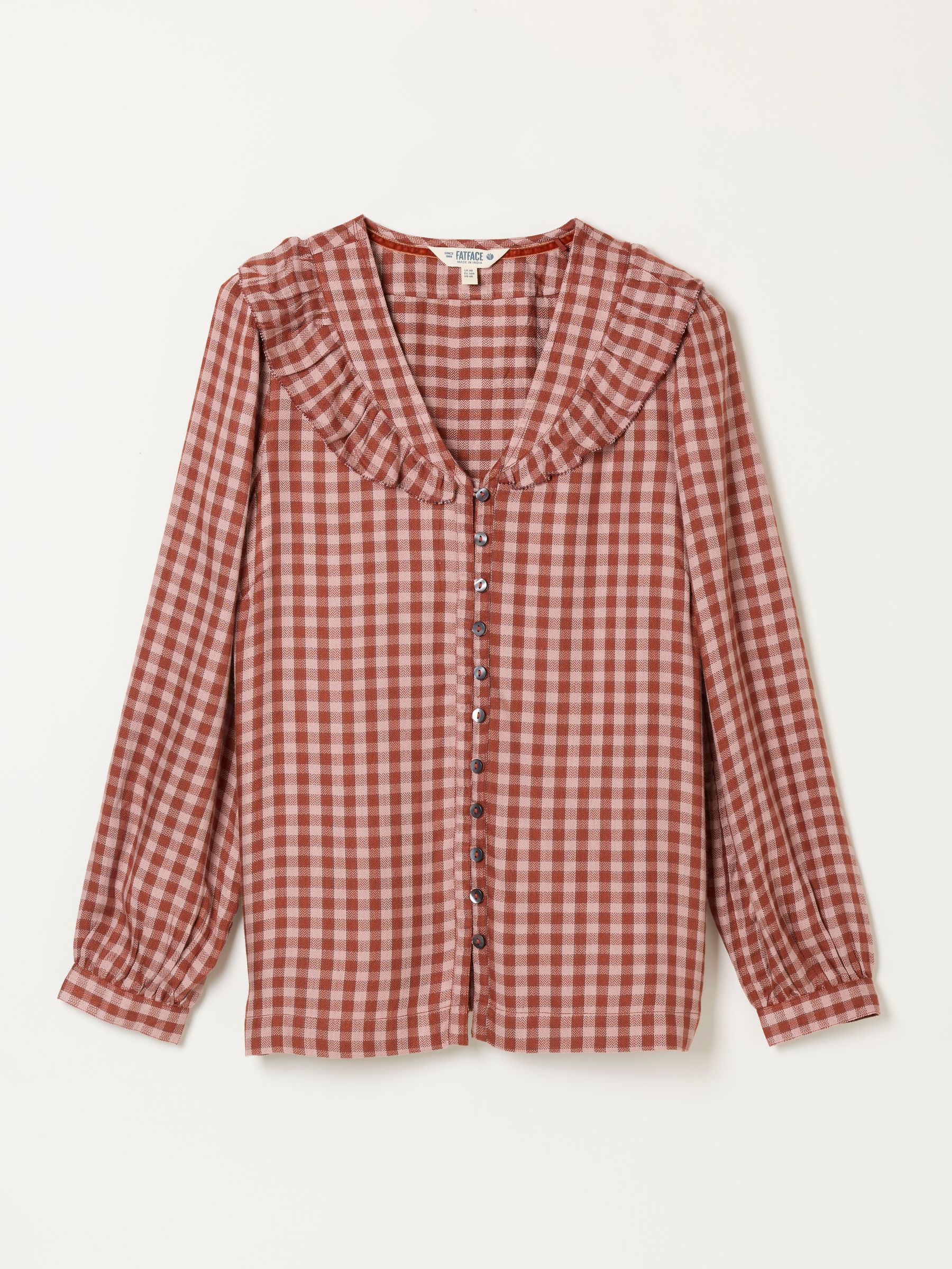 Alba Rose Pink Petite Gingham Blouse - Image 6 of 6