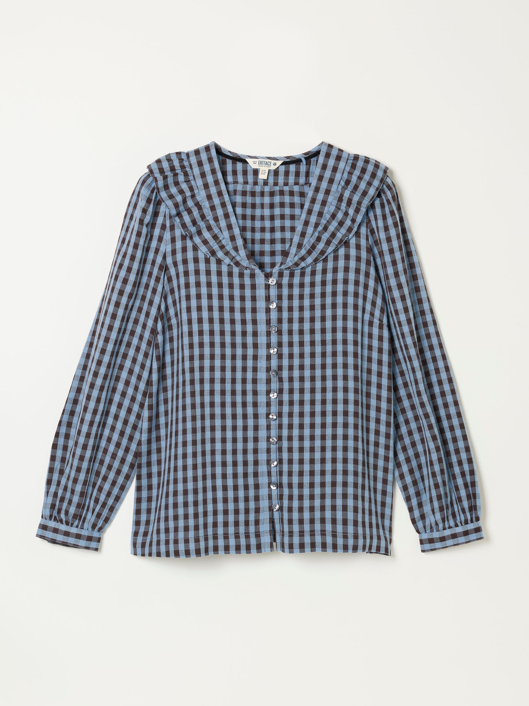 Alba Blue Petite Gingham Blouse - Image 5 of 5 Alba Blue Petite Gingham Blouse - Image 5 of 5