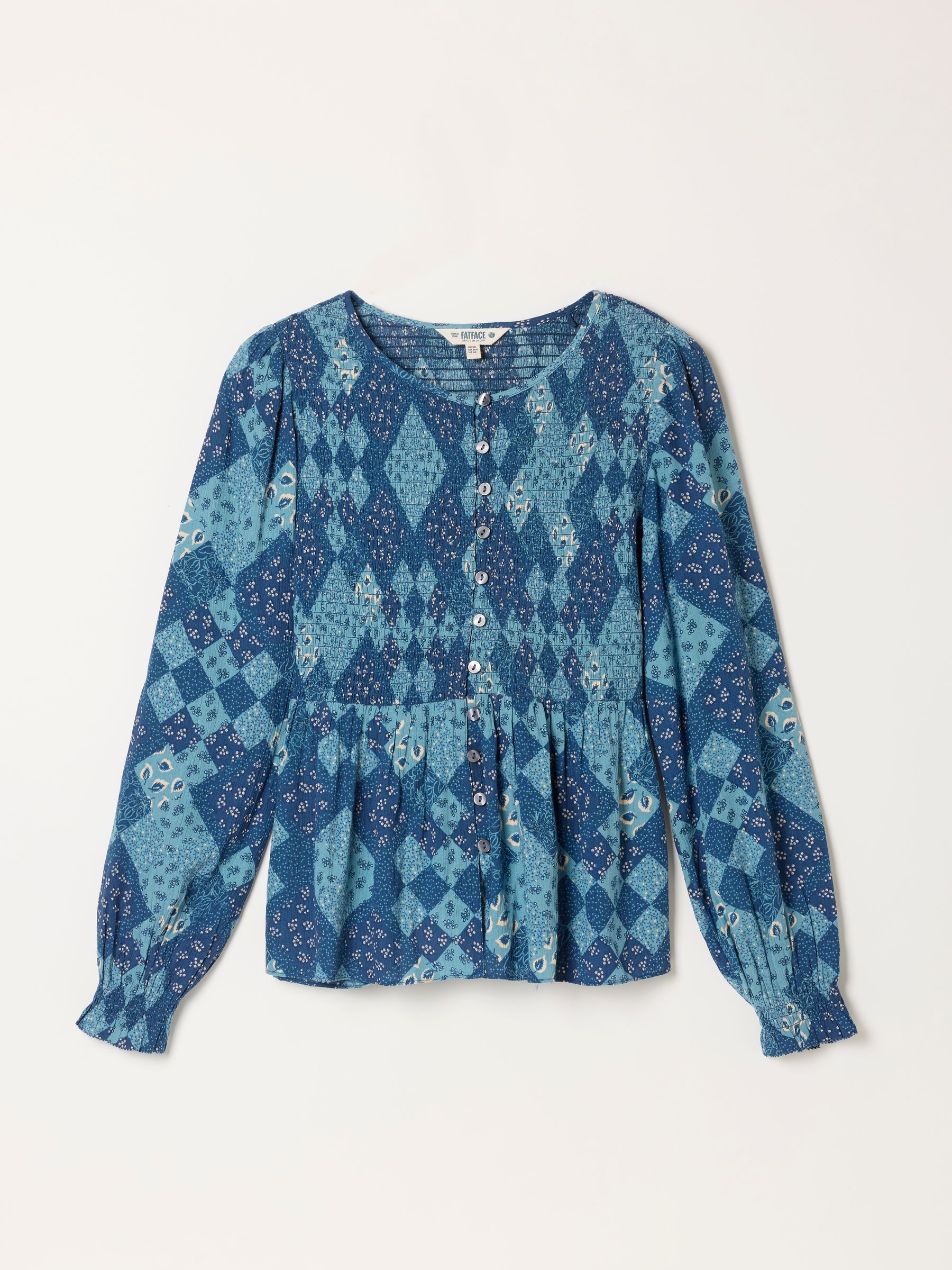 Riri Blue Patchwork Petite Blouse - Image 6 of 6 Riri Blue Patchwork Petite Blouse - Image 6 of 6