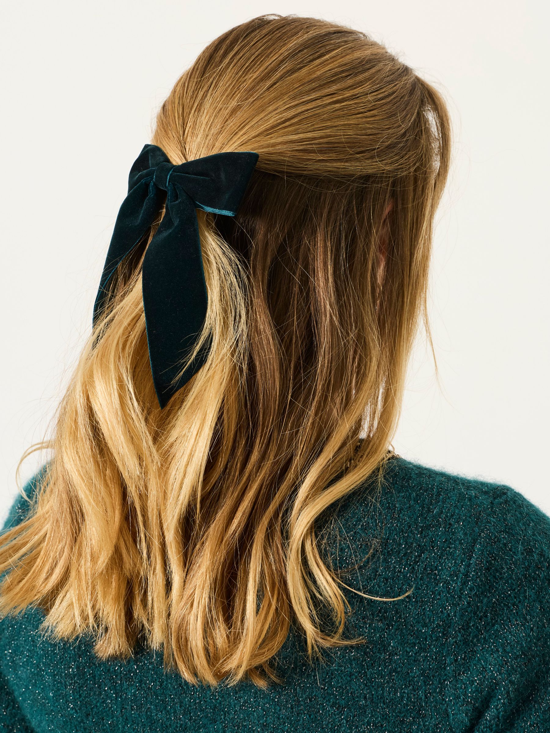 Navy Velvet Hair Bow - Image 1 of 3