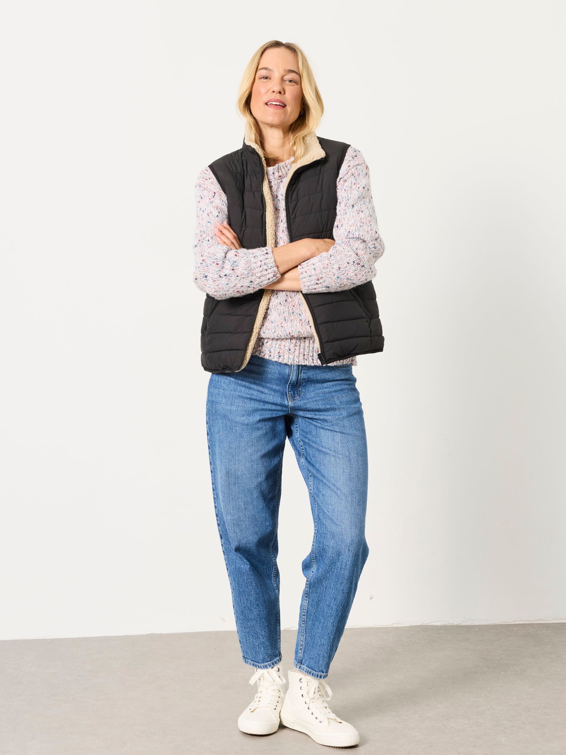 Luna Reversible Black Padded Borg Fleece Gilet - Image 4 of 8