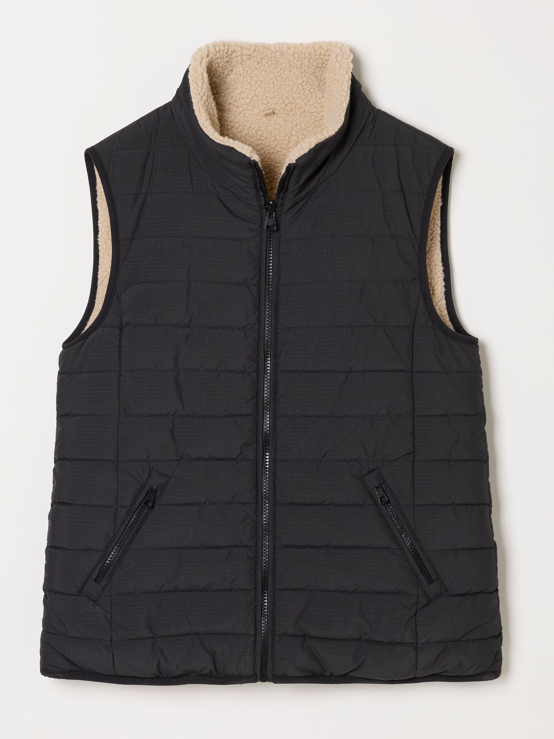 Luna Reversible Black Padded Borg Fleece Gilet - Image 7 of 8