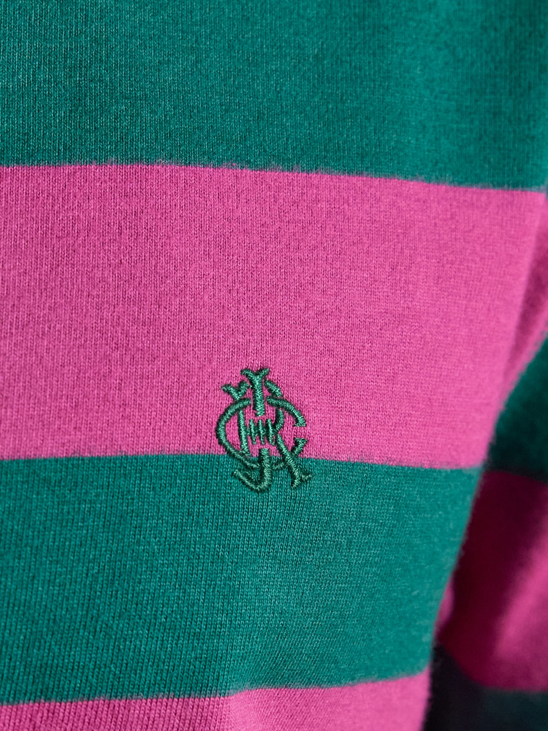 Rugby Club Pink & Green Striped Crew Neck Crew Neck Cotton T-Shirt - Image 5 of 6