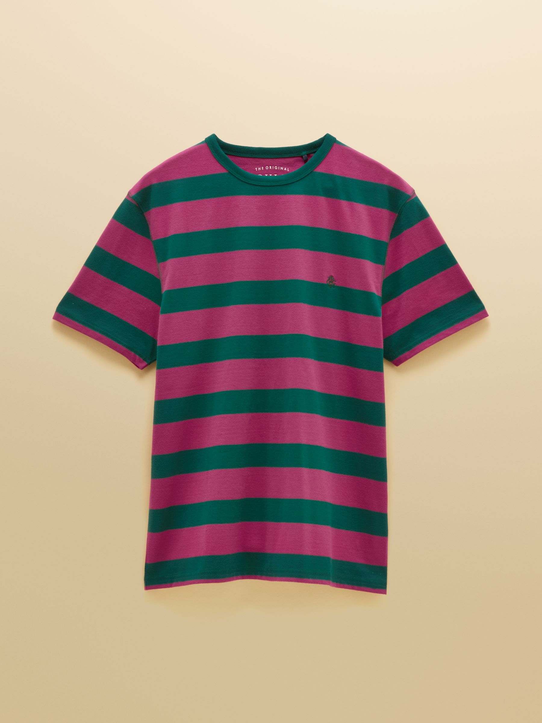 Rugby Club Pink & Green Striped Crew Neck Crew Neck Cotton T-Shirt - Image 6 of 6