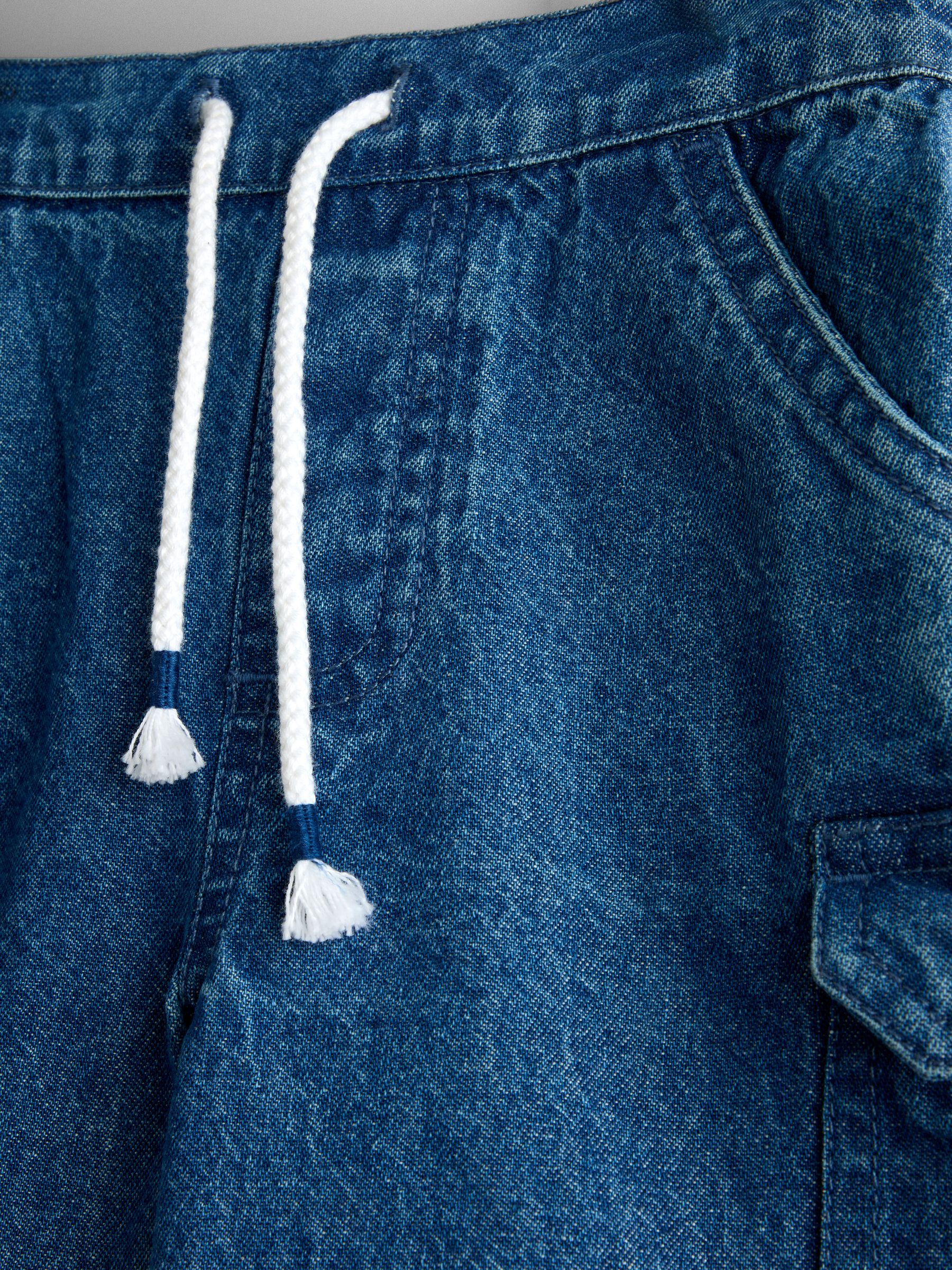 Light Wash Denim Denim Cargo Shorts - Image 3 of 4