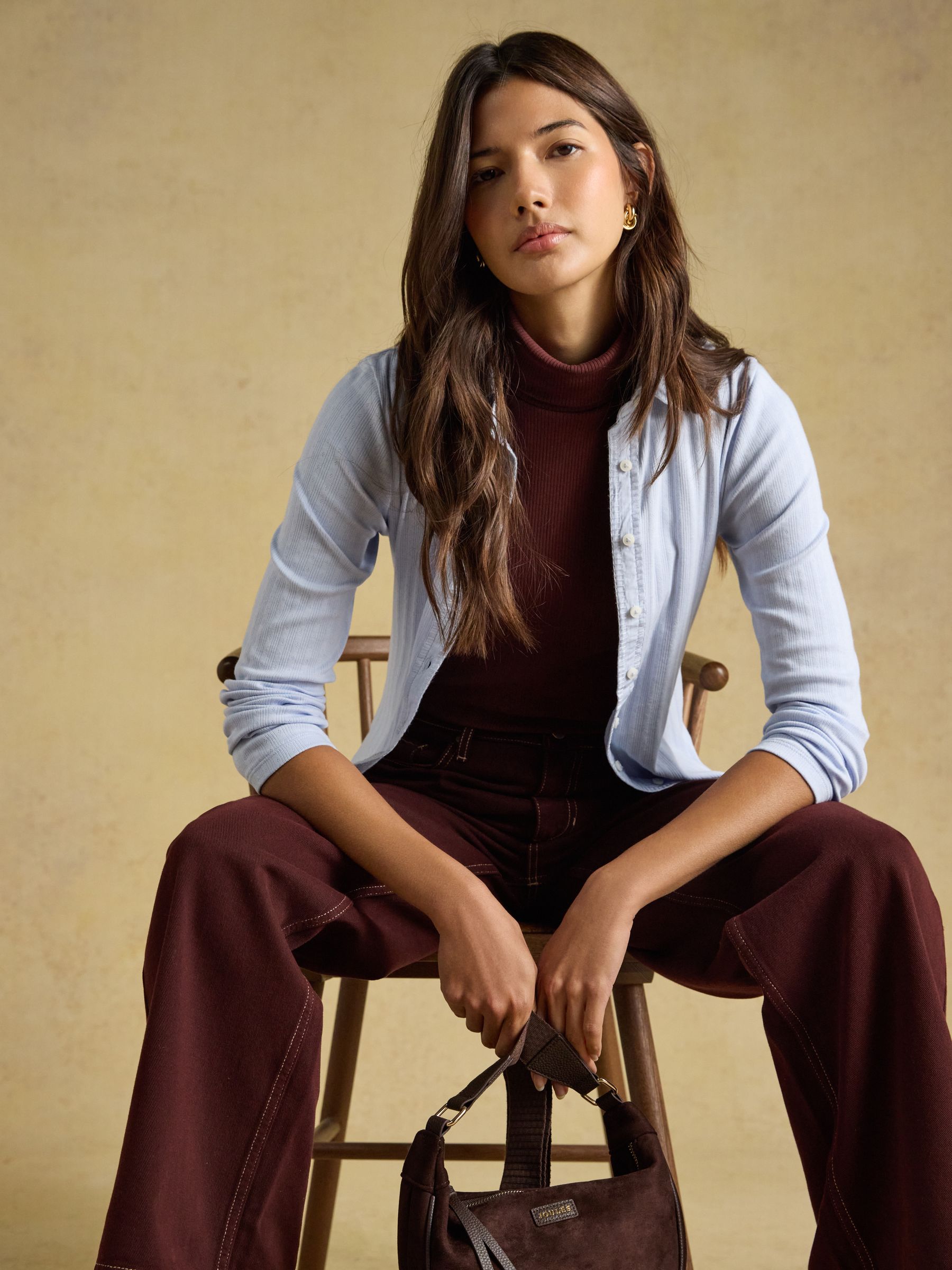 Elle Blue Cotton Rich Pointelle Jersey Shirt - Image 3 of 8