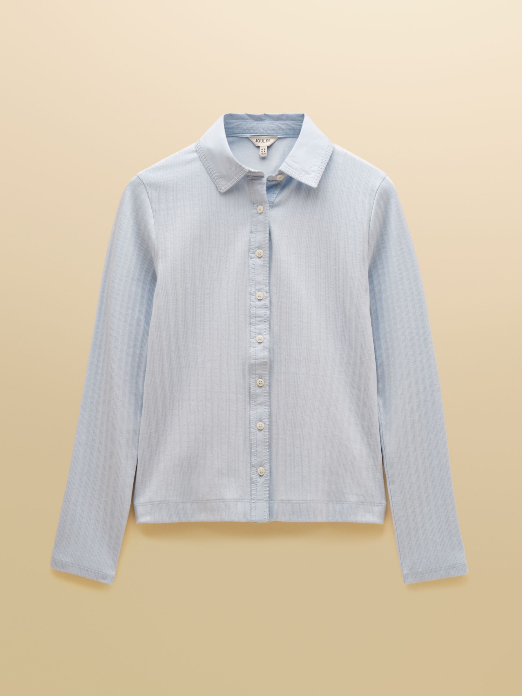Elle Blue Cotton Rich Pointelle Jersey Shirt - Image 8 of 8 Elle Blue Cotton Rich Pointelle Jersey Shirt - Image 8 of 8