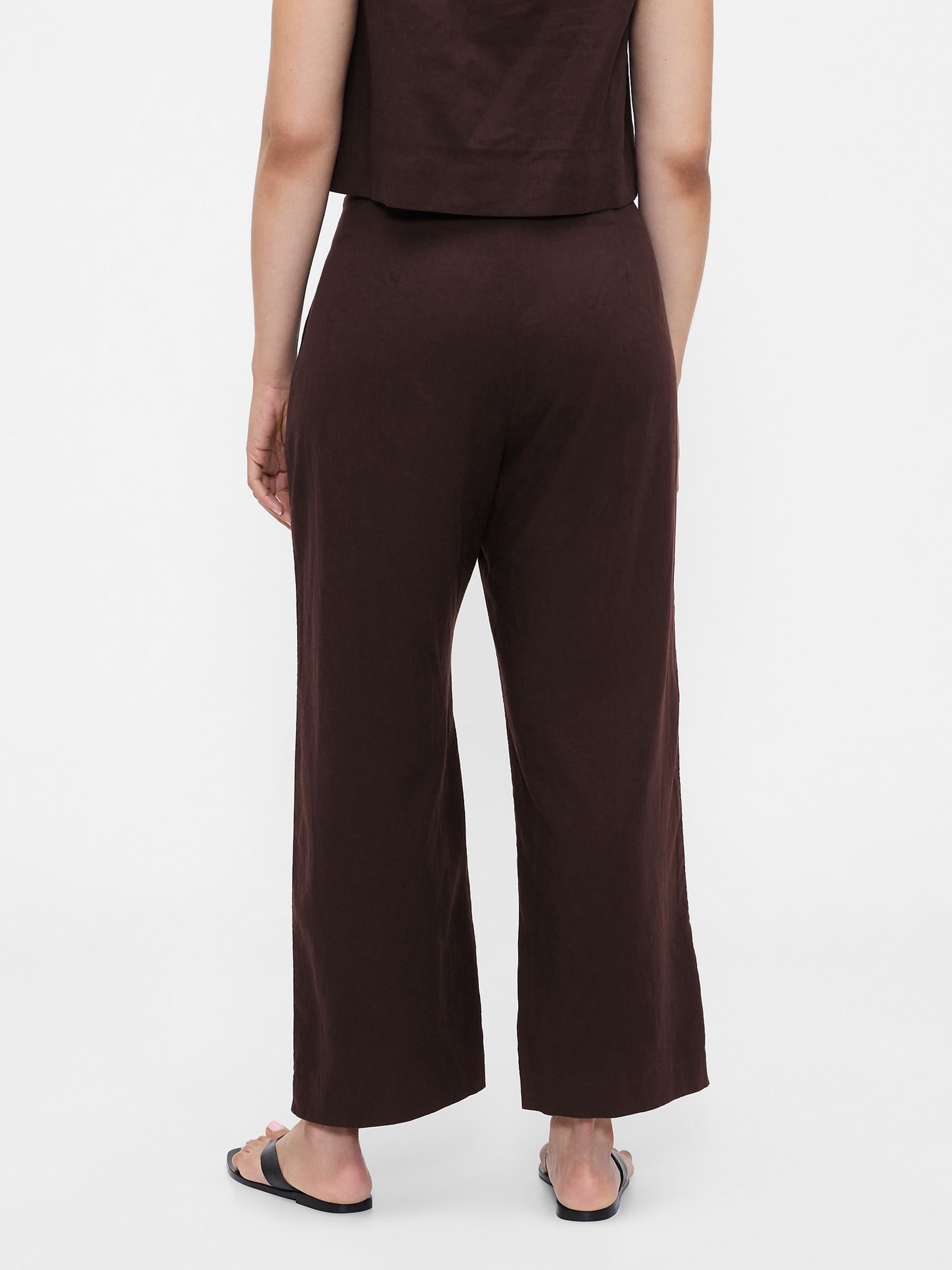 Brown Linen Blend Relaxed Straight Trousers - Image 2 of 6