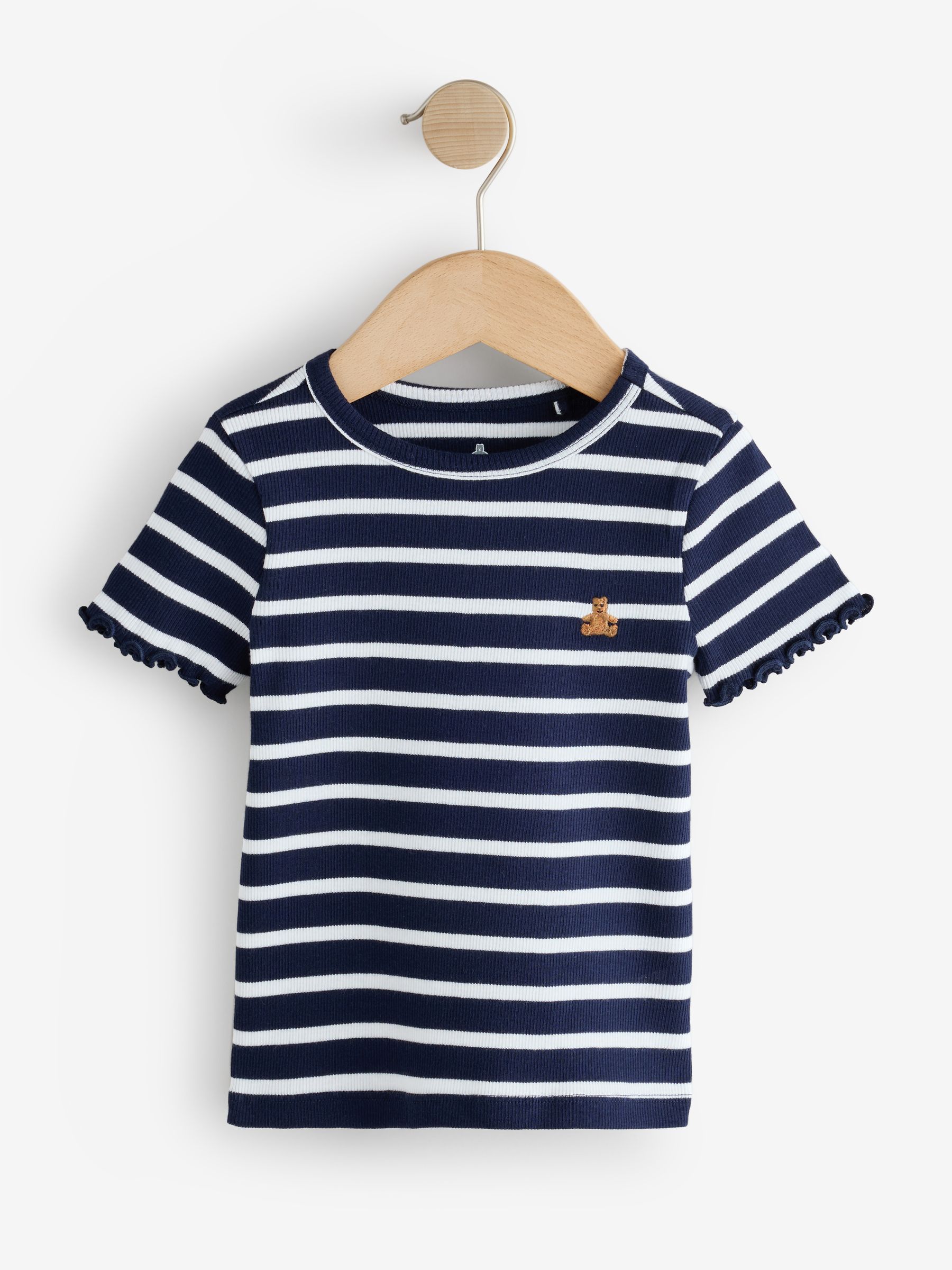 Blue Stripe/Dot Rib 3 Pack Short Sleeve Crew Neck T-Shirt (6mths-5yrs) - Image 2 of 8 Blue Stripe/Dot Rib 3 Pack Short Sleeve Crew Neck T-Shirt (6mths-5yrs) - Image 2 of 8