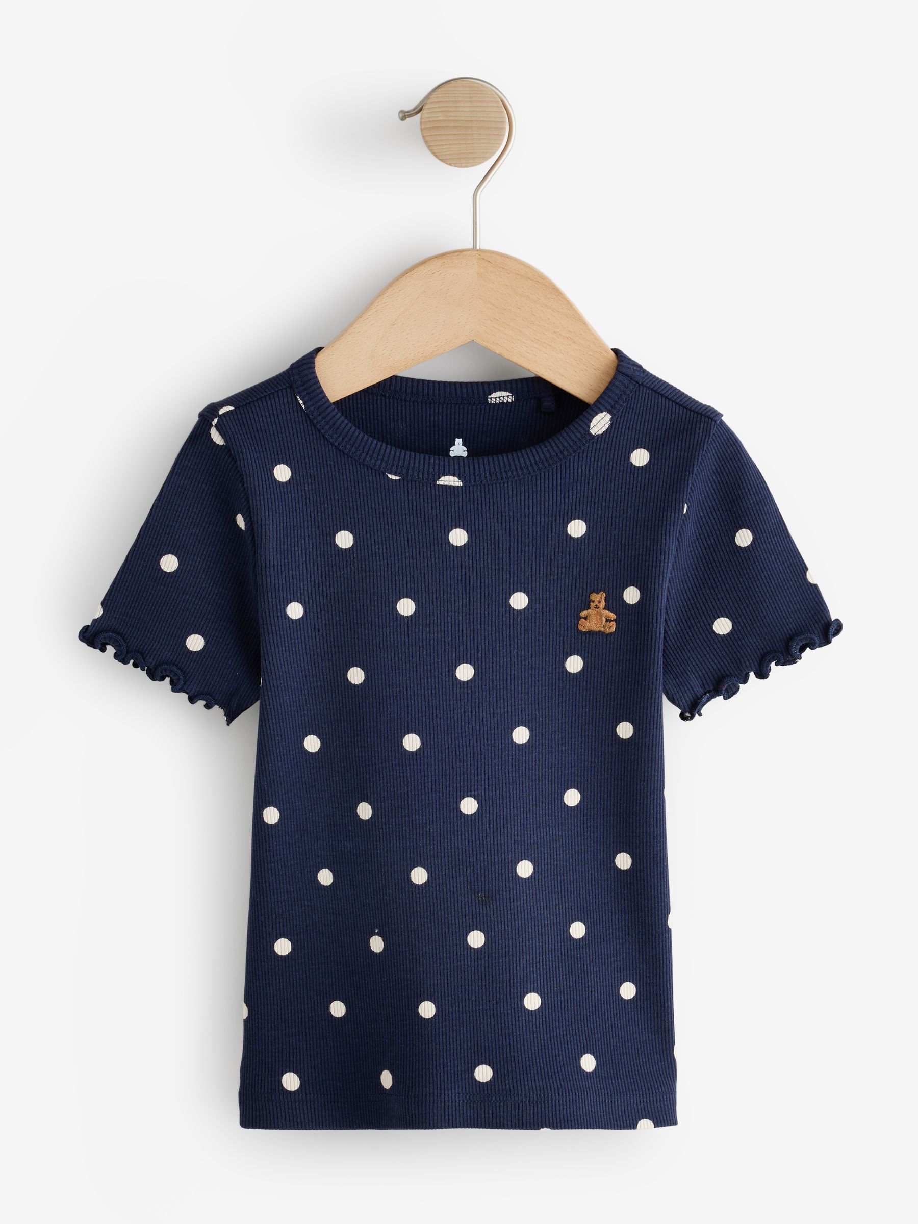 Blue Stripe/Dot Rib 3 Pack Short Sleeve Crew Neck T-Shirt (6mths-5yrs) - Image 4 of 8