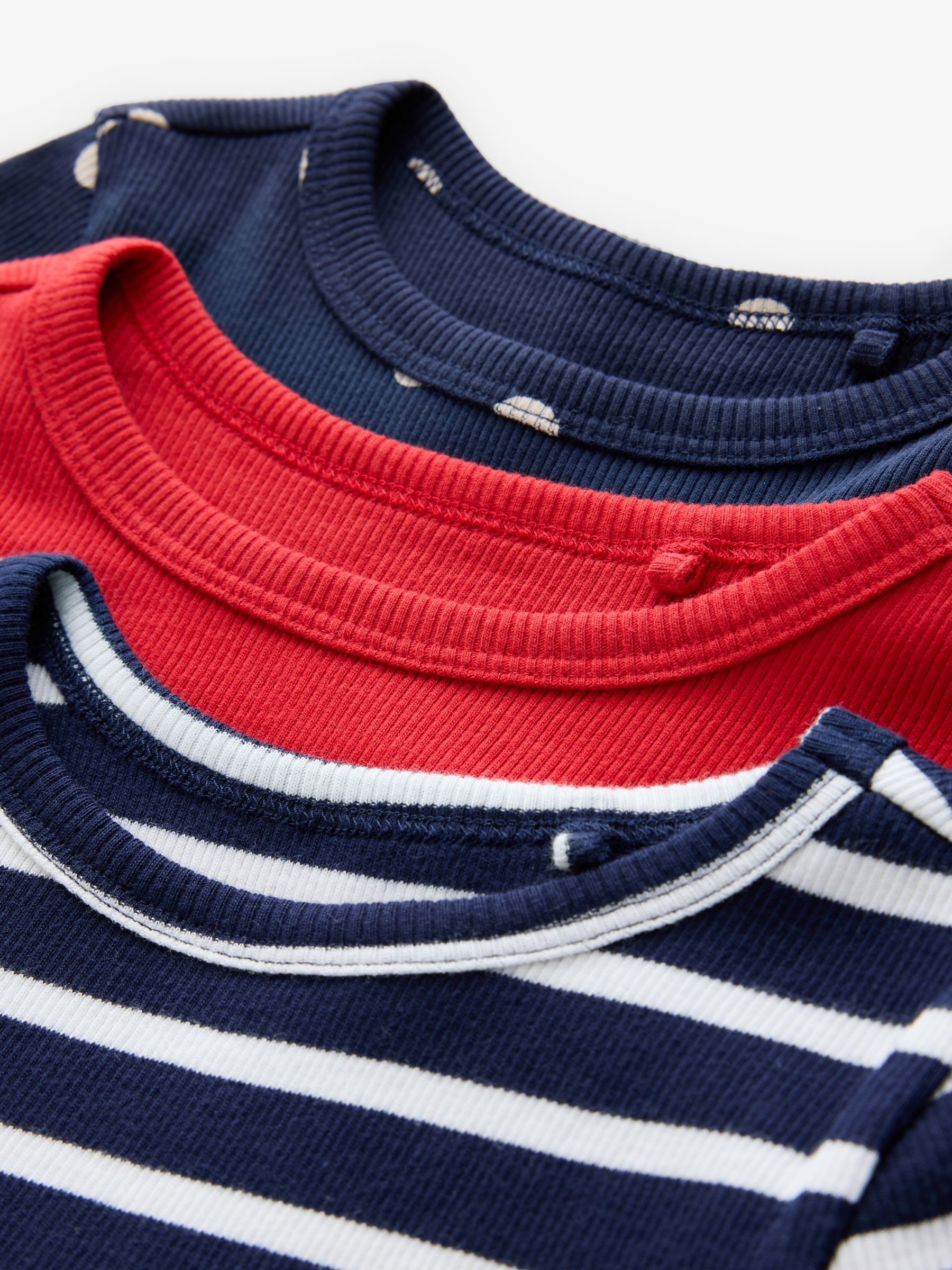 Blue Stripe/Dot Rib 3 Pack Short Sleeve Crew Neck T-Shirt (6mths-5yrs) - Image 6 of 8